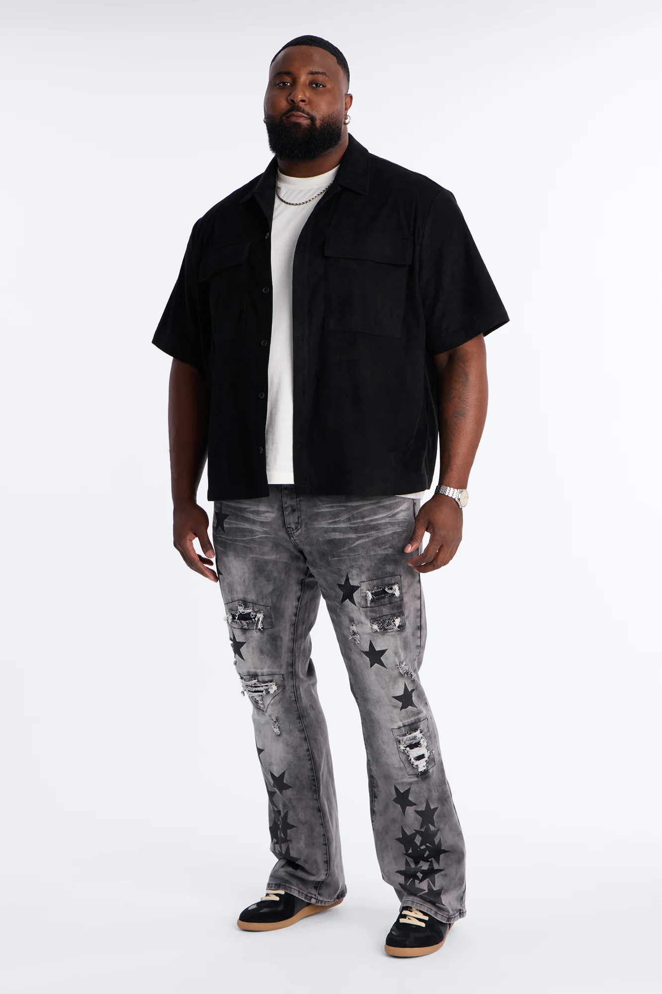Stacked Skinny Flare Cosmo Jean - Black Wash - Image 6