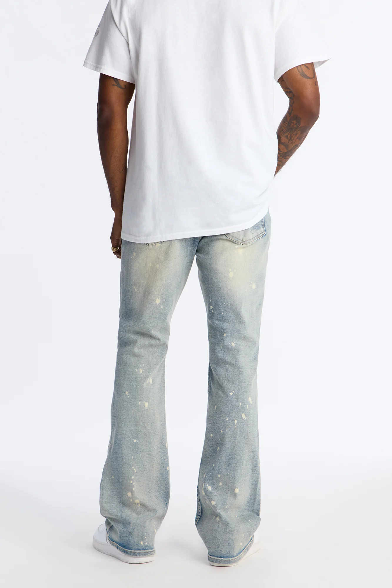 Stacked Skinny Flare Distressed Me Out Jean - Light Wash - Image 4