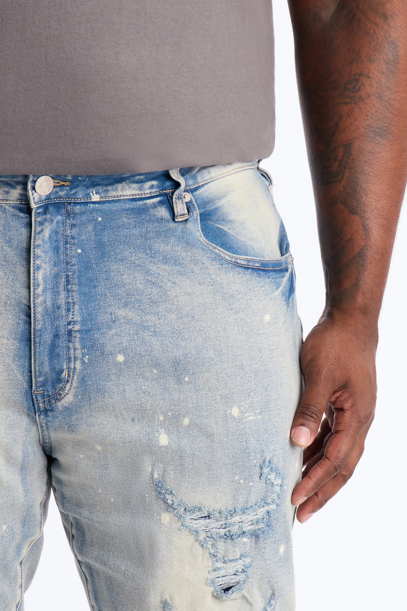 Stacked Skinny Flare Distressed Me Out Jean - Light Wash - Image 7