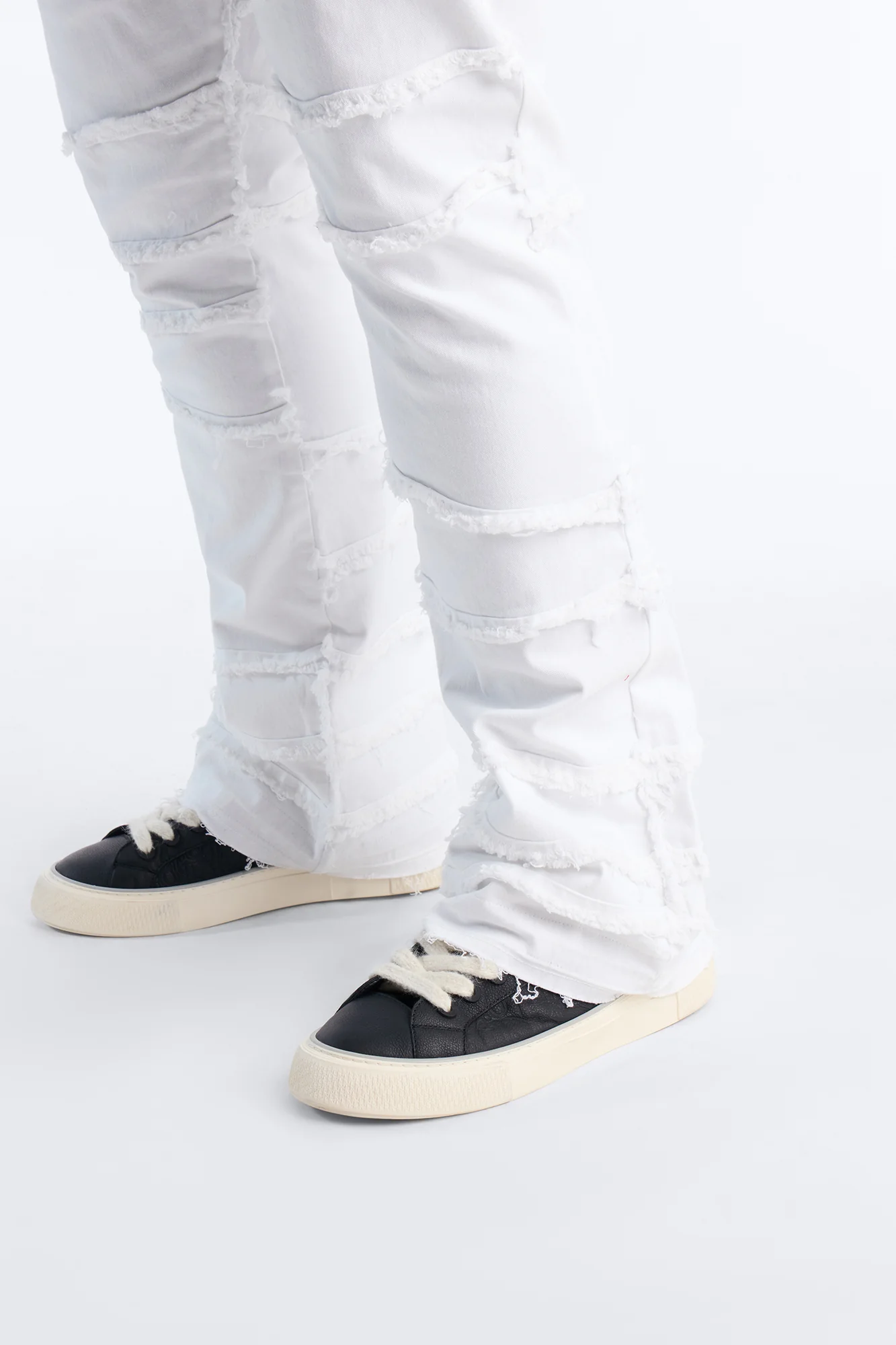 Stacked Skinny Flare Fray It Up Jean - White - Image 7