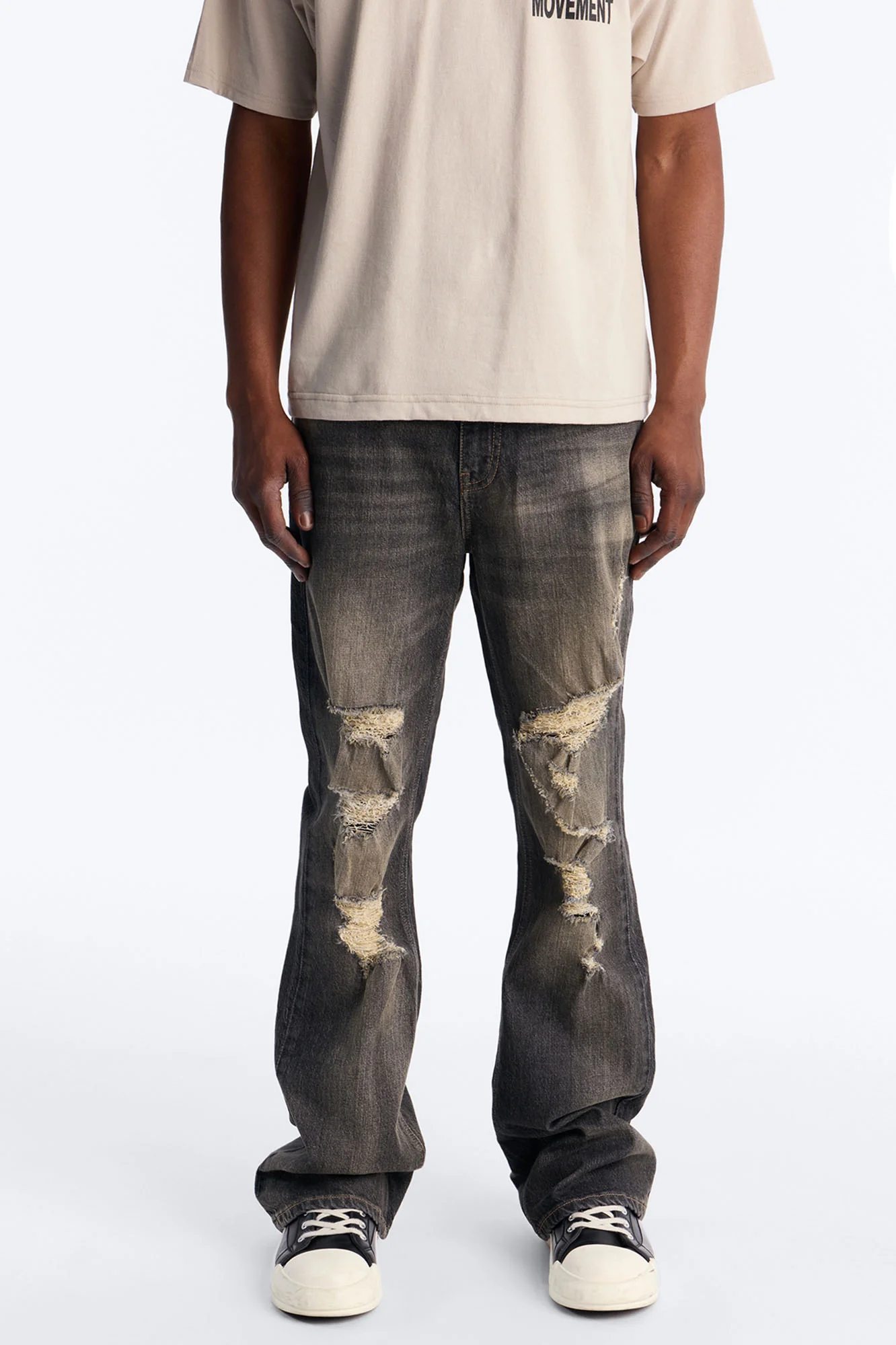 Stacked Slim Flare Make It Distressed Jean - Black Wash