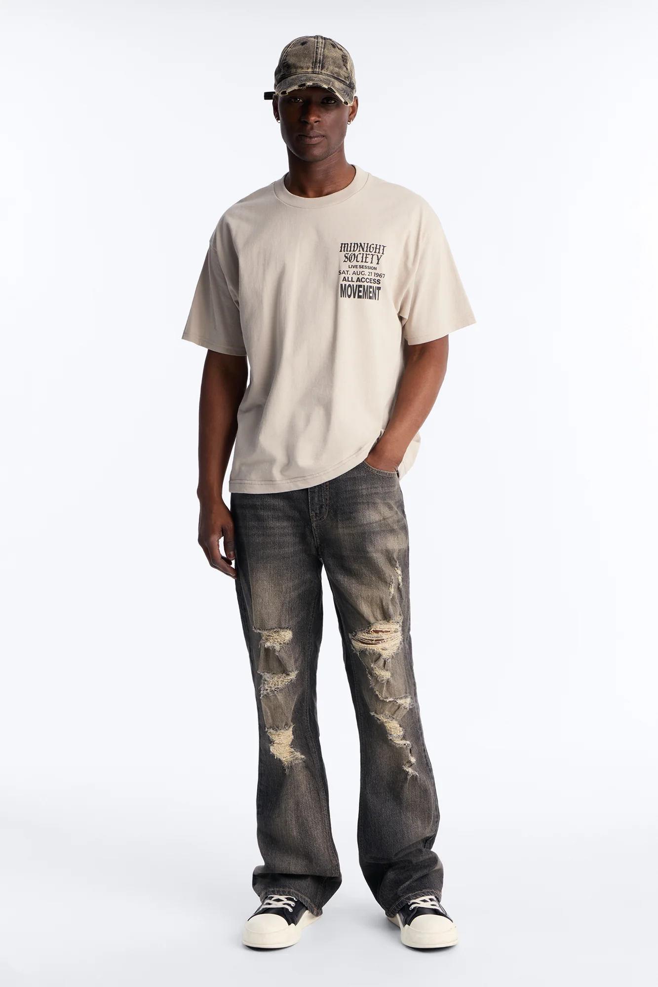 Stacked Slim Flare Make It Distressed Jean - Black Wash - Image 2