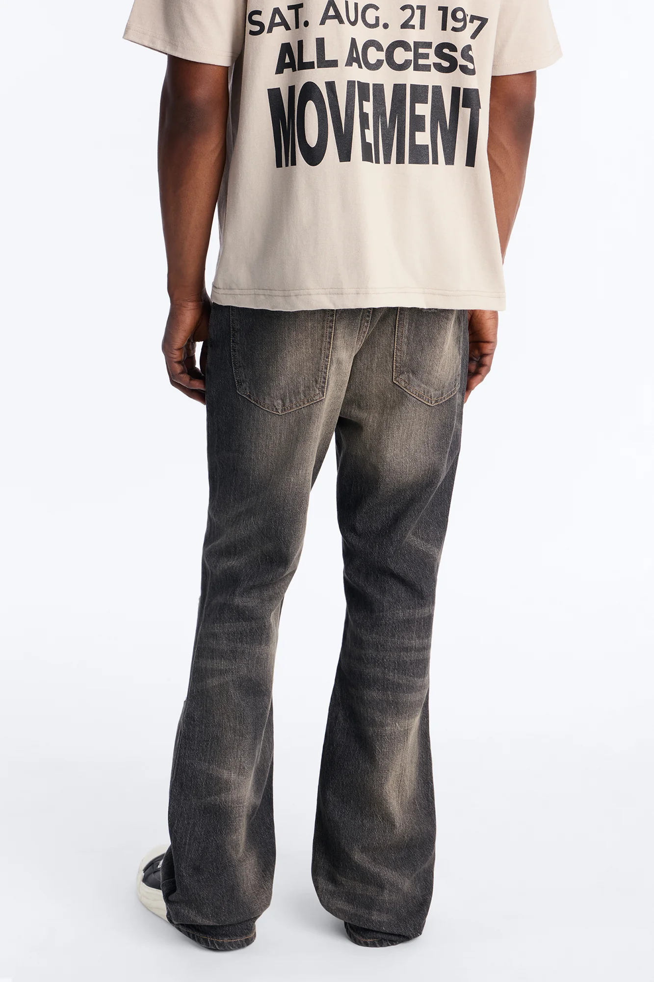Stacked Slim Flare Make It Distressed Jean - Black Wash - Image 4
