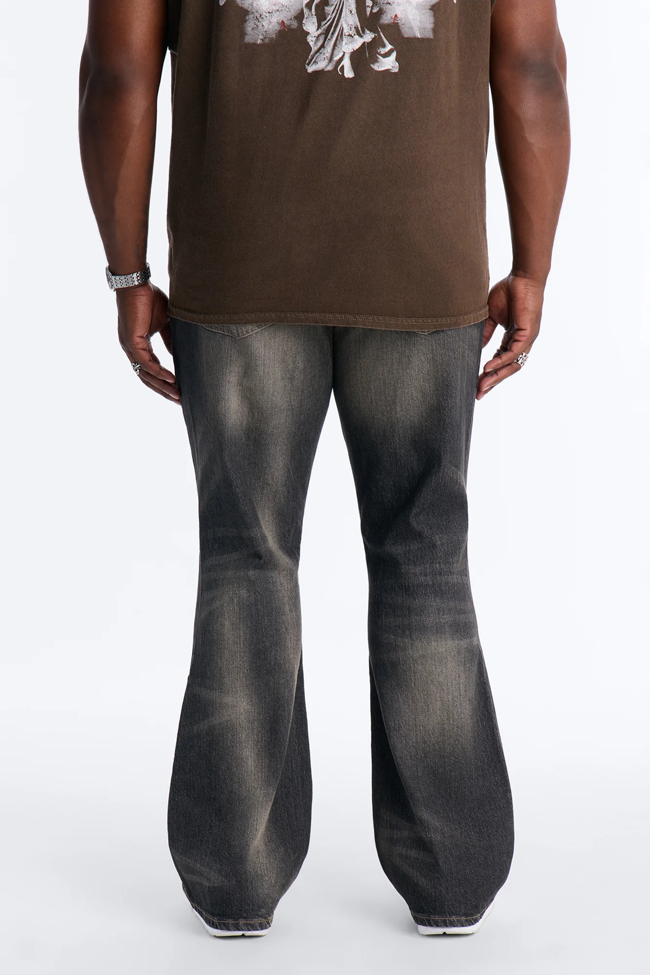 Stacked Slim Flare Make It Distressed Jean - Black Wash - Image 9