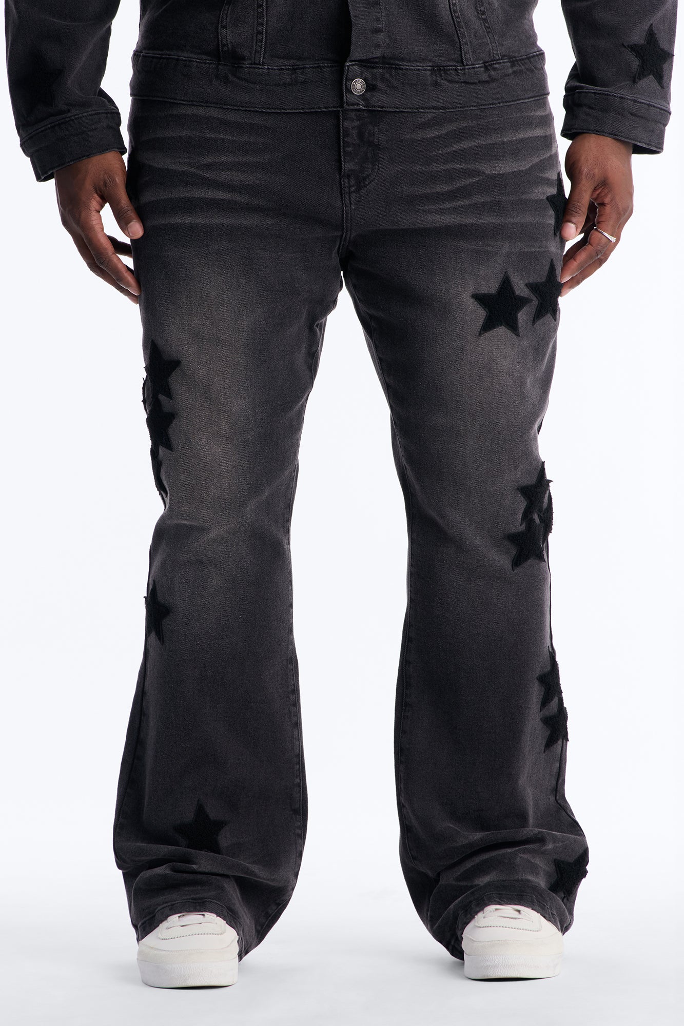Stacked Skinny Flare Stellar Jean - Black Wash - Image 4