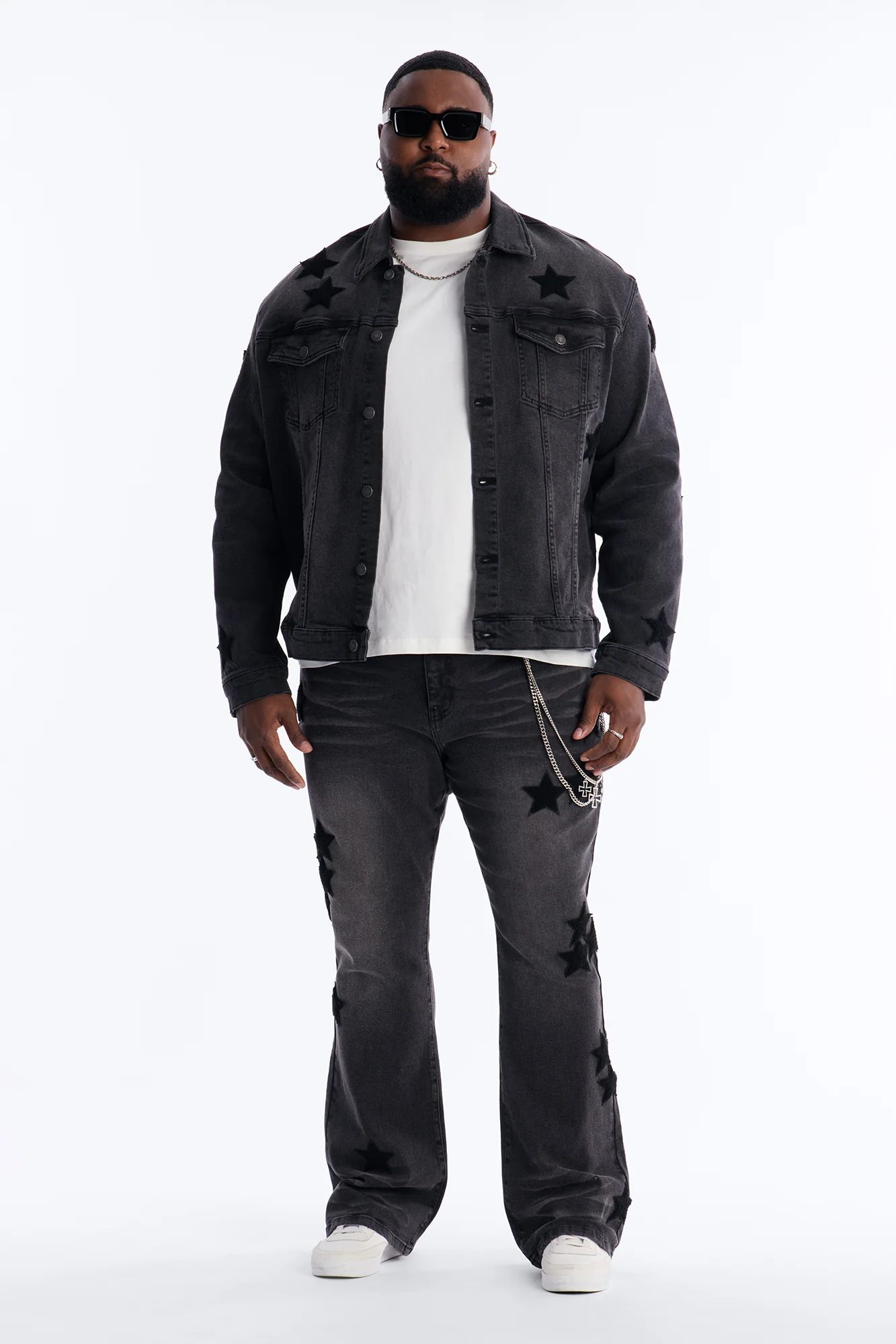 Stacked Skinny Flare Stellar Jean - Black Wash - Image 5