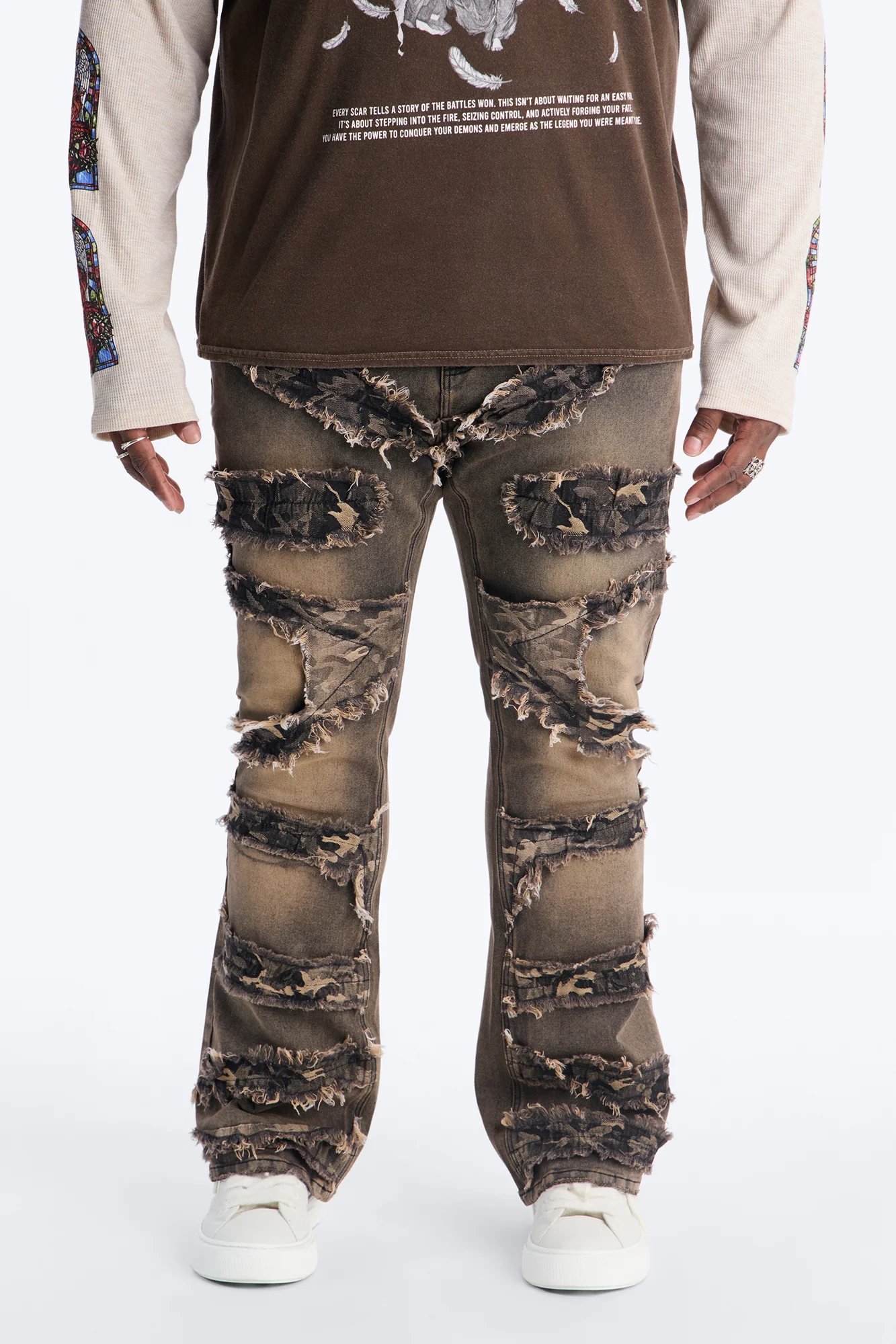 Stacked Skinny Flare With Camo Hit Jean - Grey - Image 6