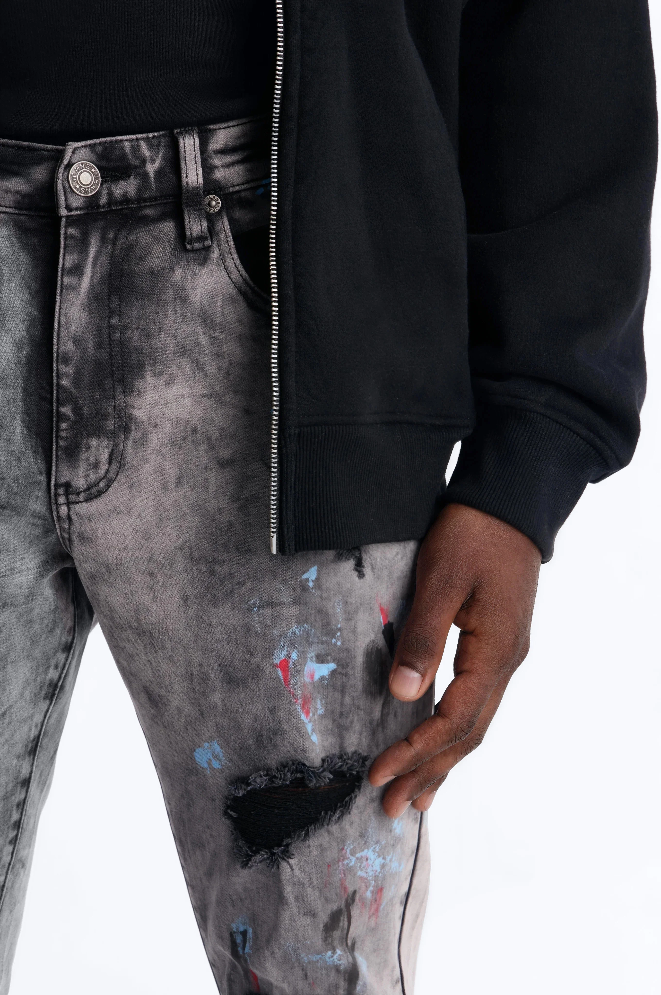 Stacked Skinny Urban Spill Jean - Black Wash - Image 3