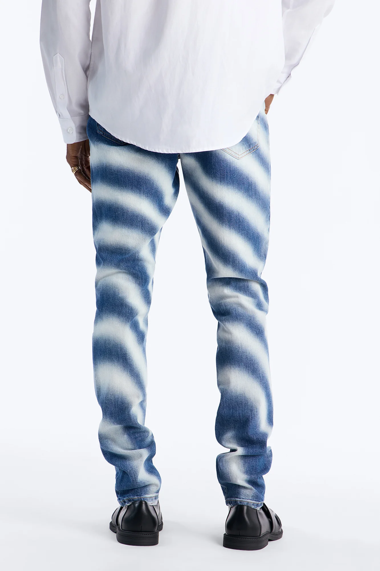 Stacked Skinny Vortex Distressed Jean - Medium Blue Wash - Image 4