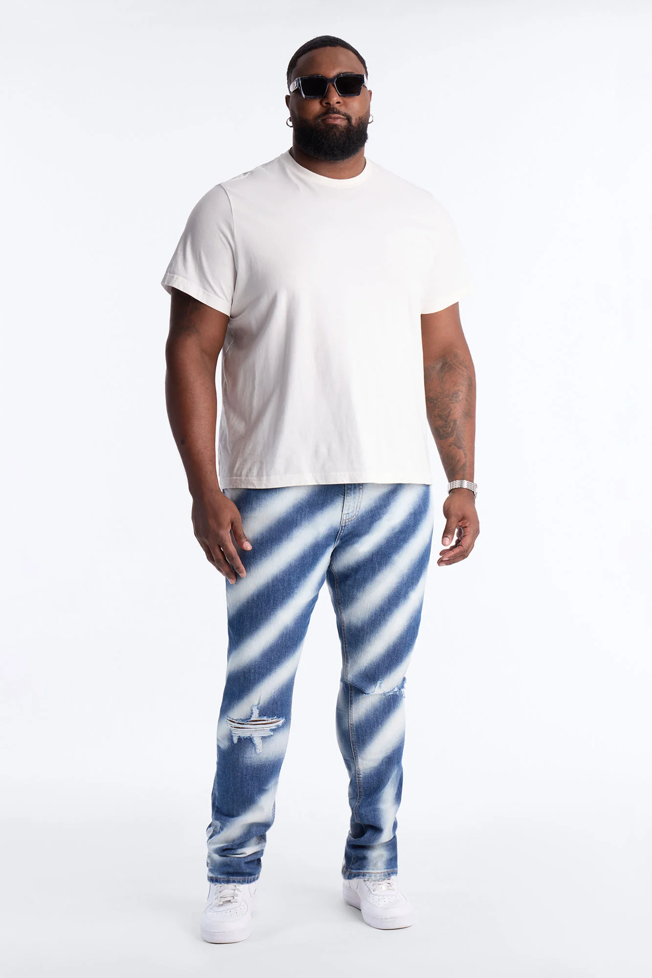 Stacked Skinny Vortex Distressed Jean - Medium Blue Wash - Image 6