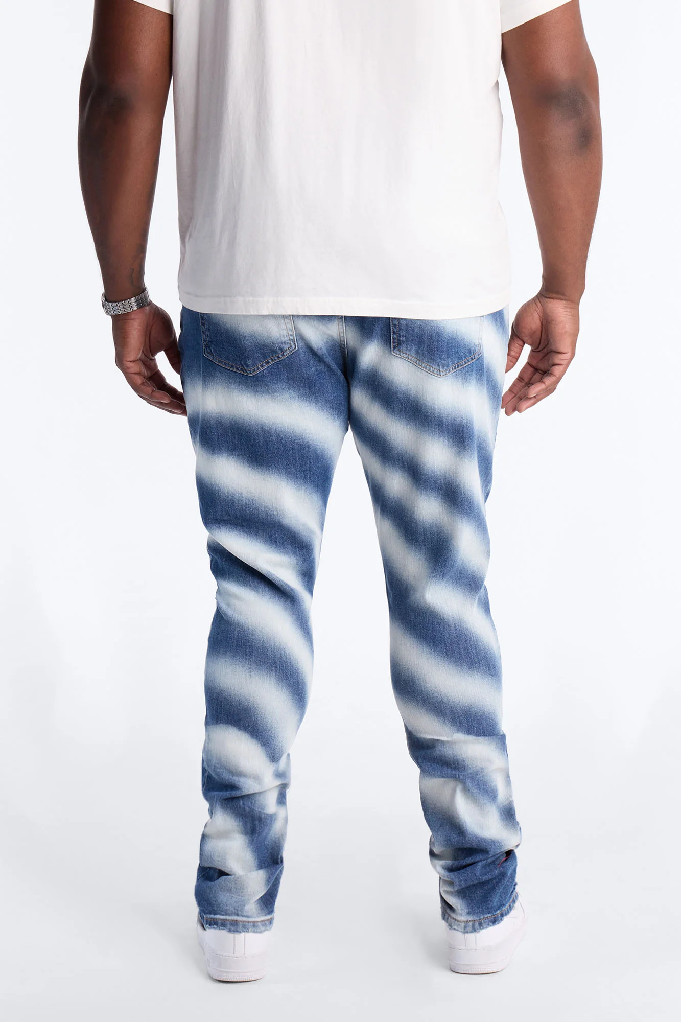 Stacked Skinny Vortex Distressed Jean - Medium Blue Wash - Image 9