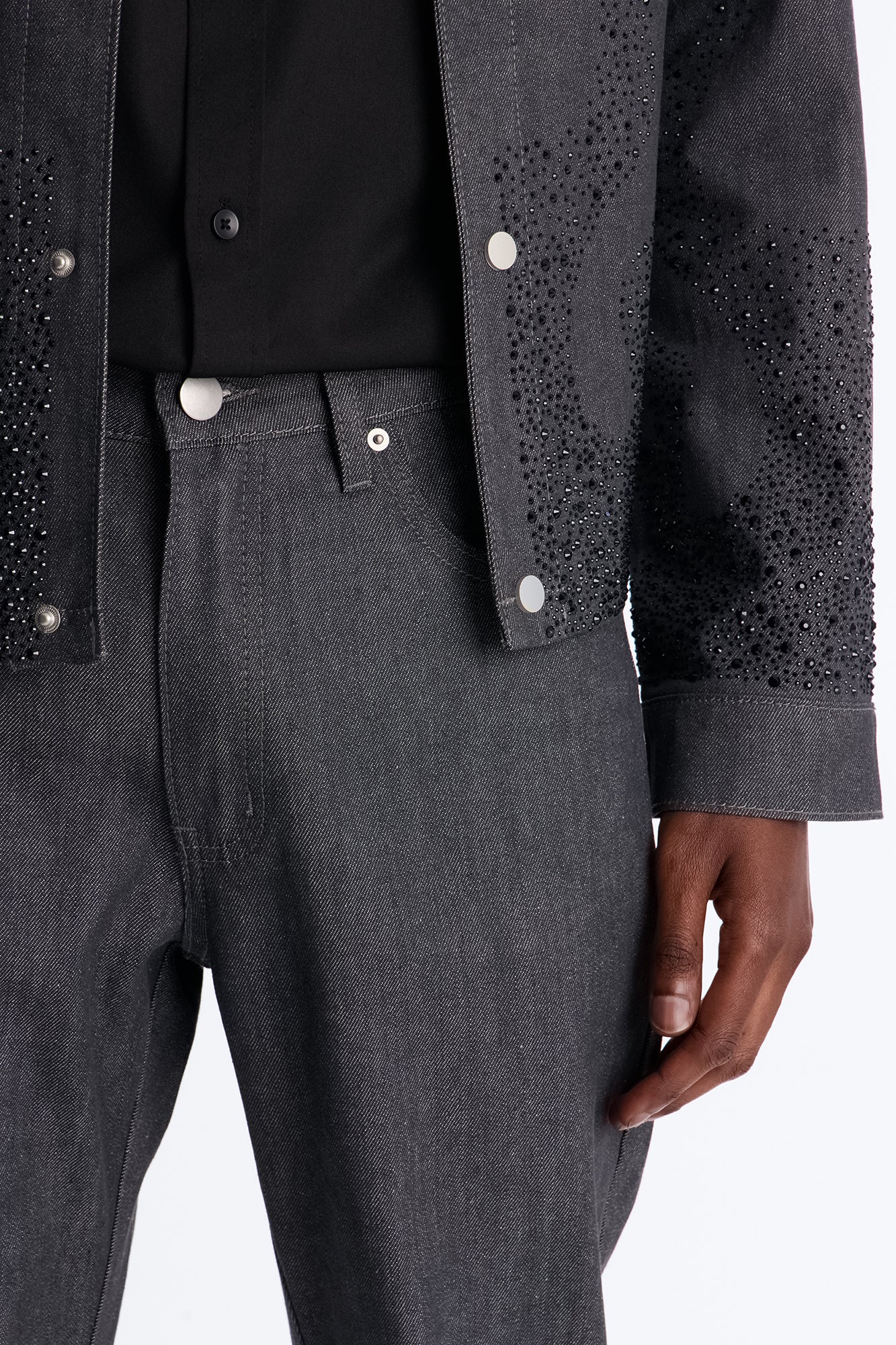 Stacked Slim Flare Dark Ember Jean - Grey - Image 3