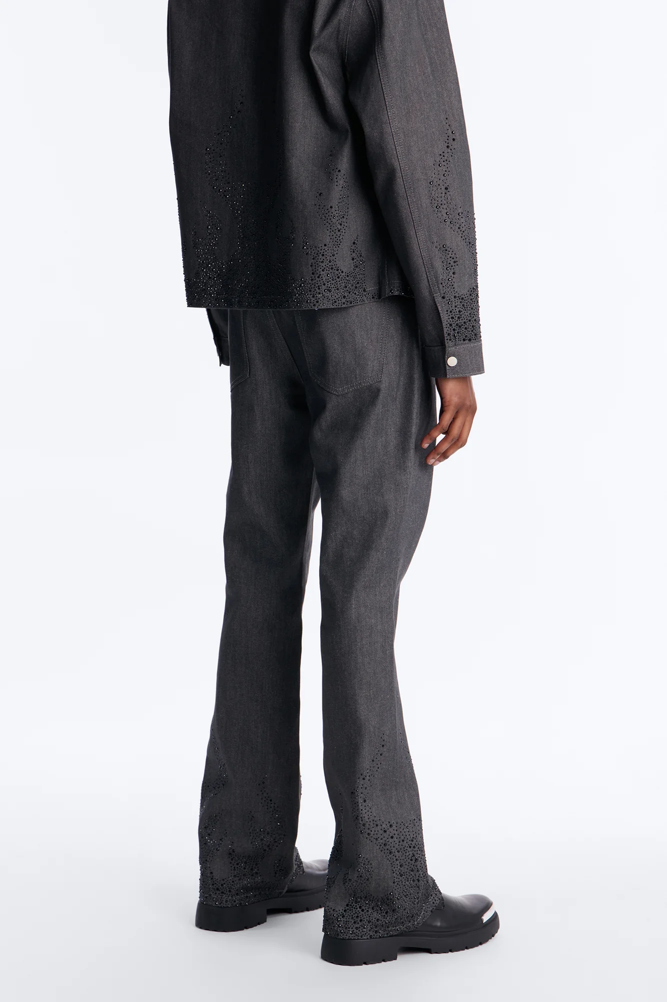 Stacked Slim Flare Dark Ember Jean - Grey - Image 4