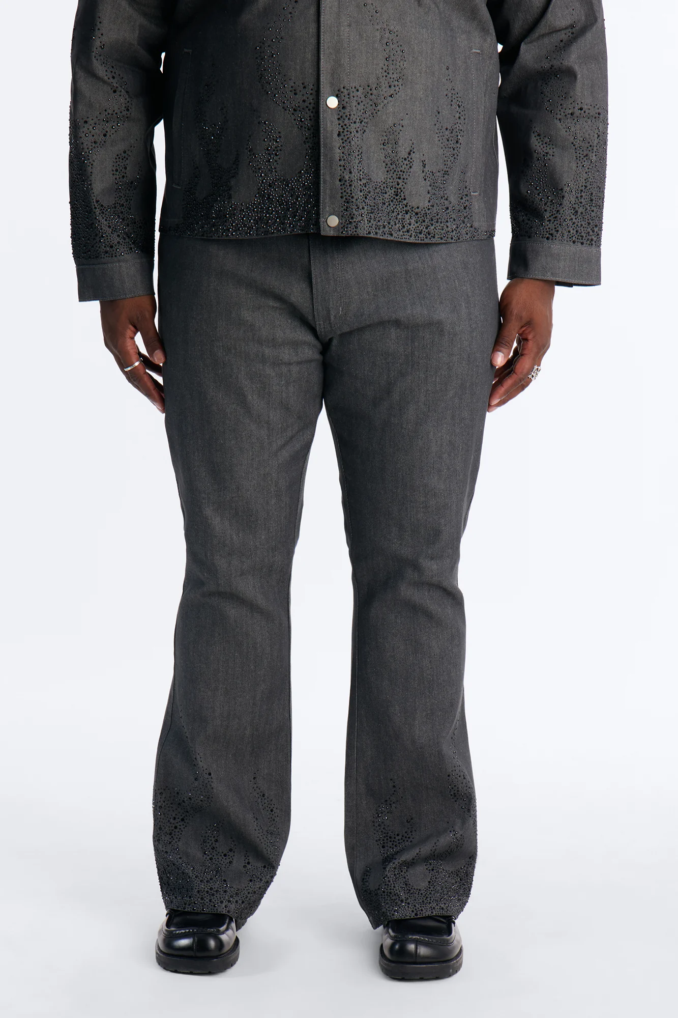 Stacked Slim Flare Dark Ember Jean - Grey - Image 5