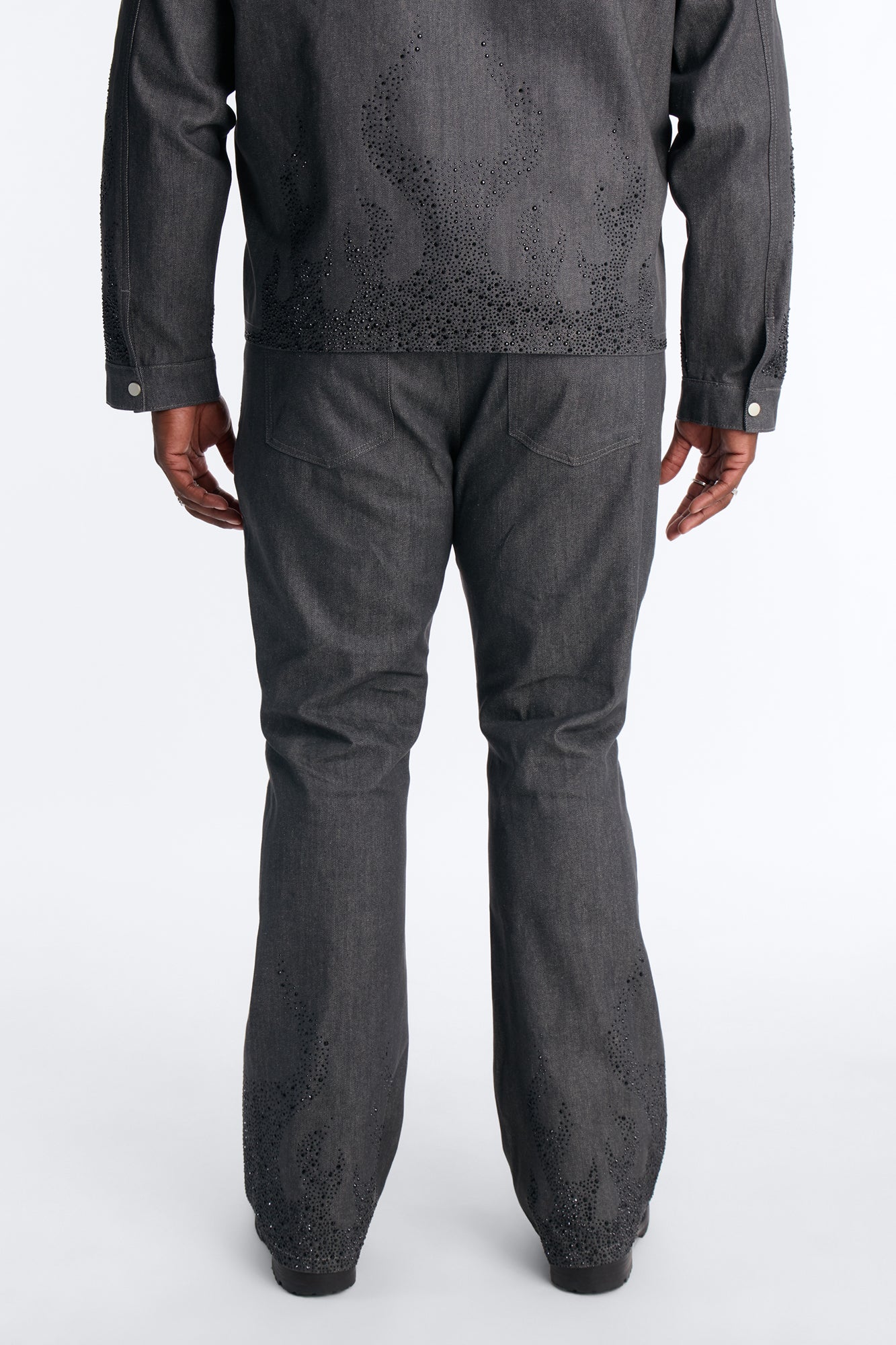 Stacked Slim Flare Dark Ember Jean - Grey - Image 9