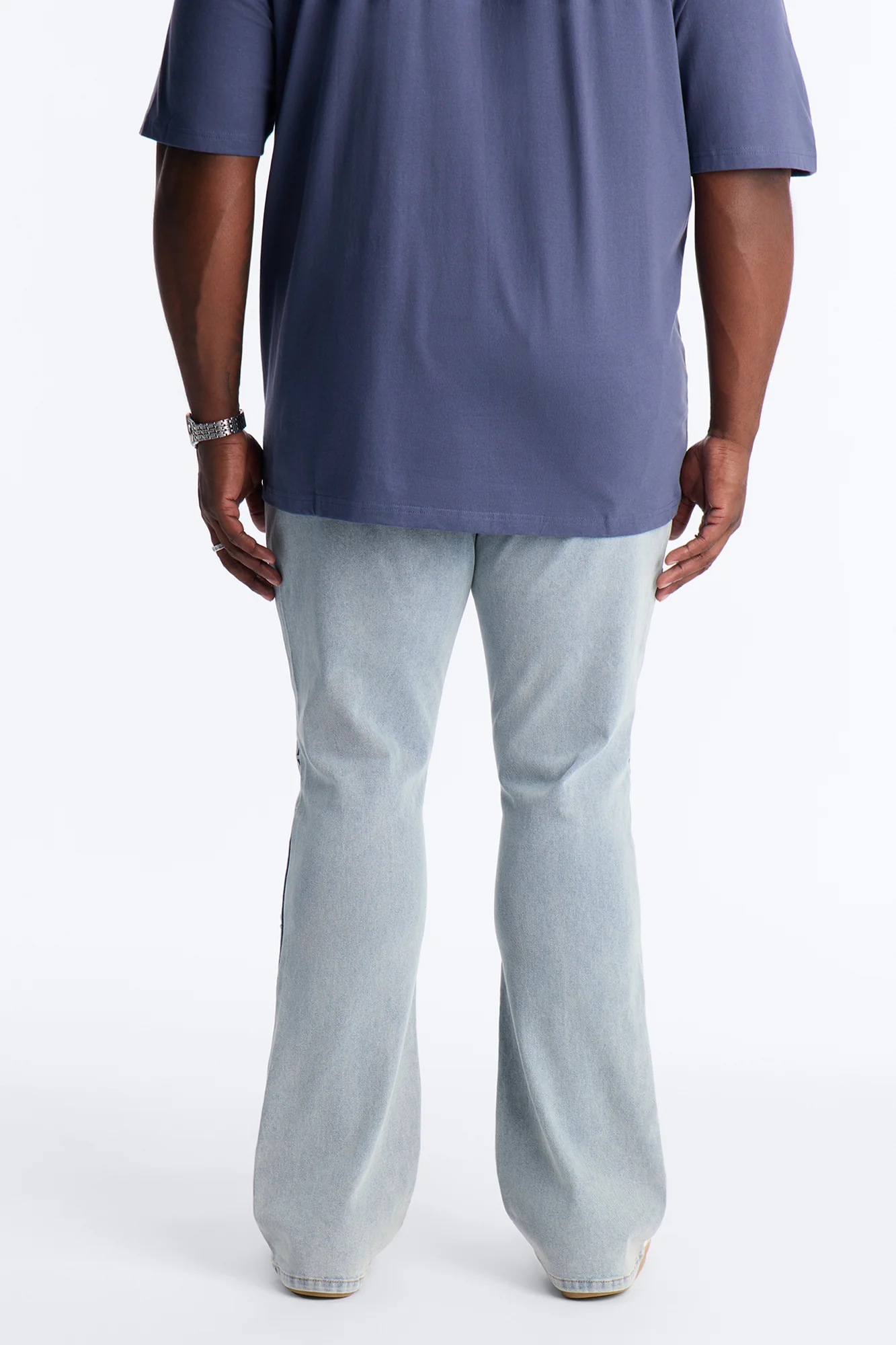 Stacked Slim Flare Embossed Supernova Jeans - Light Wash - Image 10