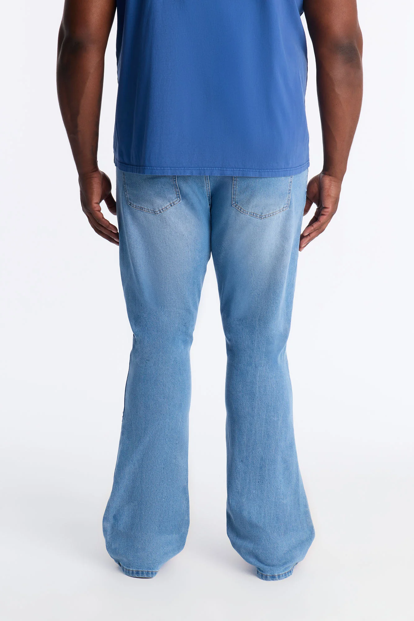 Stacked Slim Flare Embossed Supernova Jeans - Medium Blue Wash - Image 9