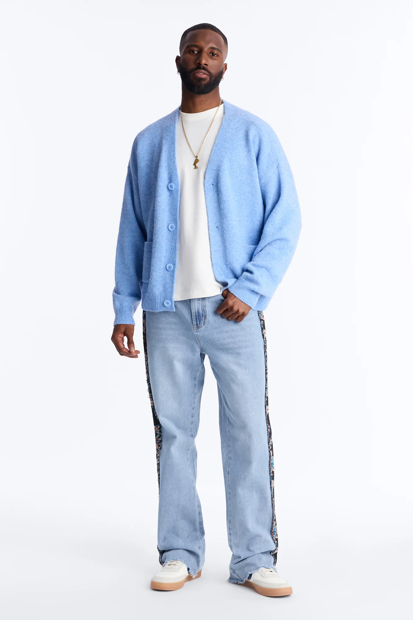 Stacked Slim Flare Exquisite Tapestry Jeans - Light Blue Wash - Image 3