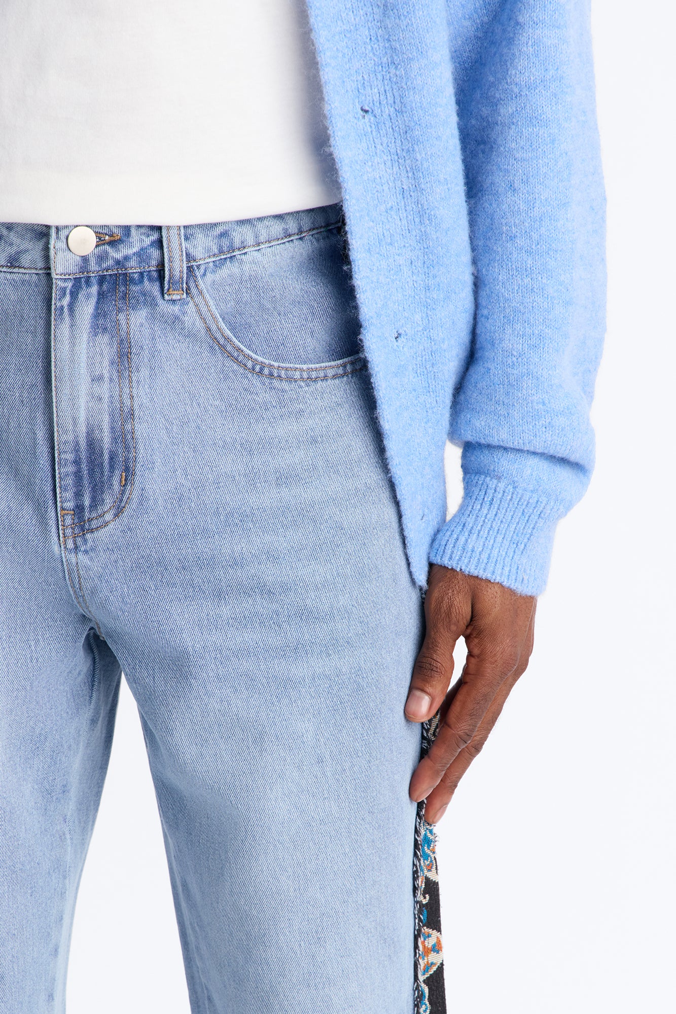 Stacked Slim Flare Exquisite Tapestry Jeans - Light Blue Wash - Image 4