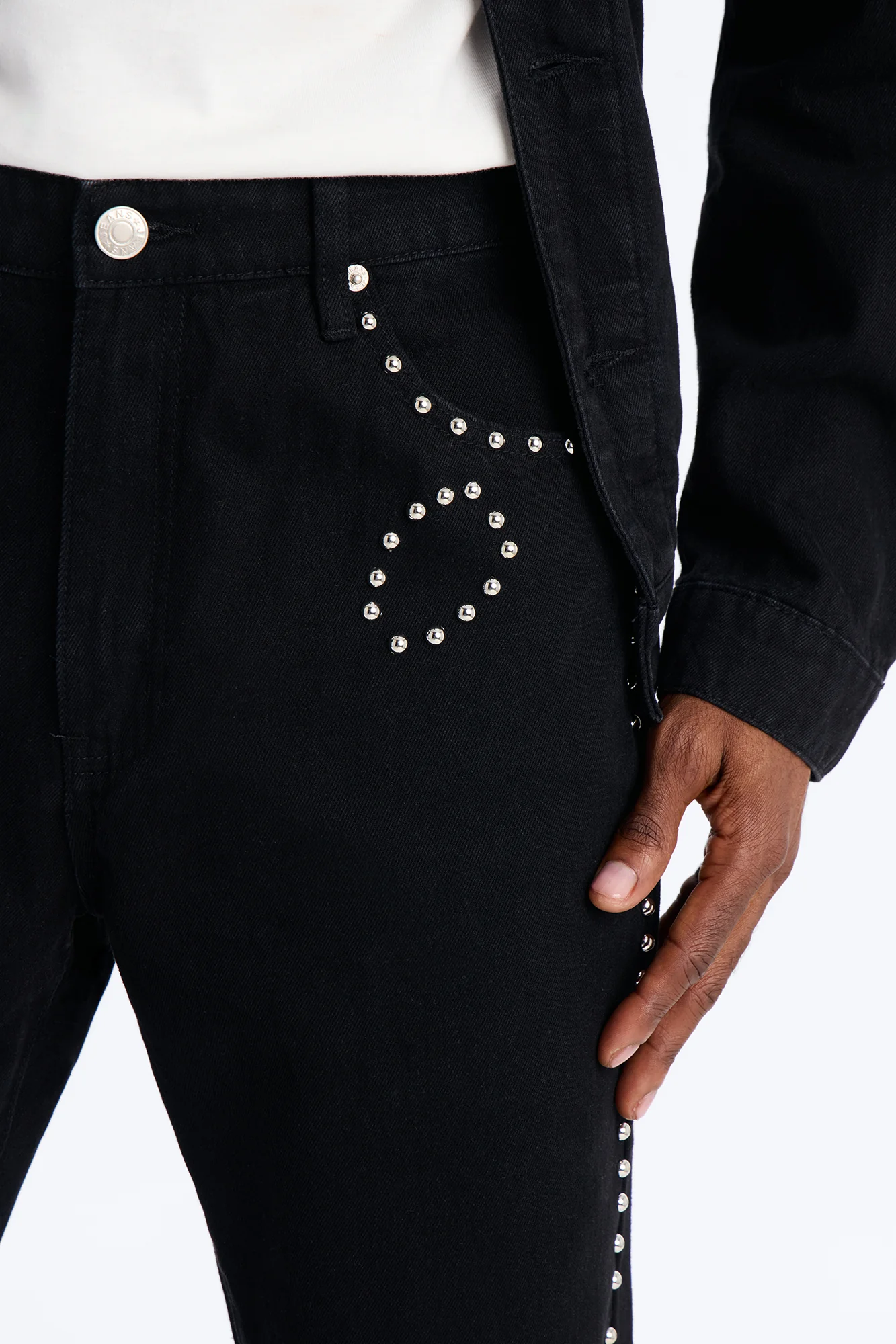 Stacked Slim Flare Iron Outlaw Slit Jean - Black - Image 3