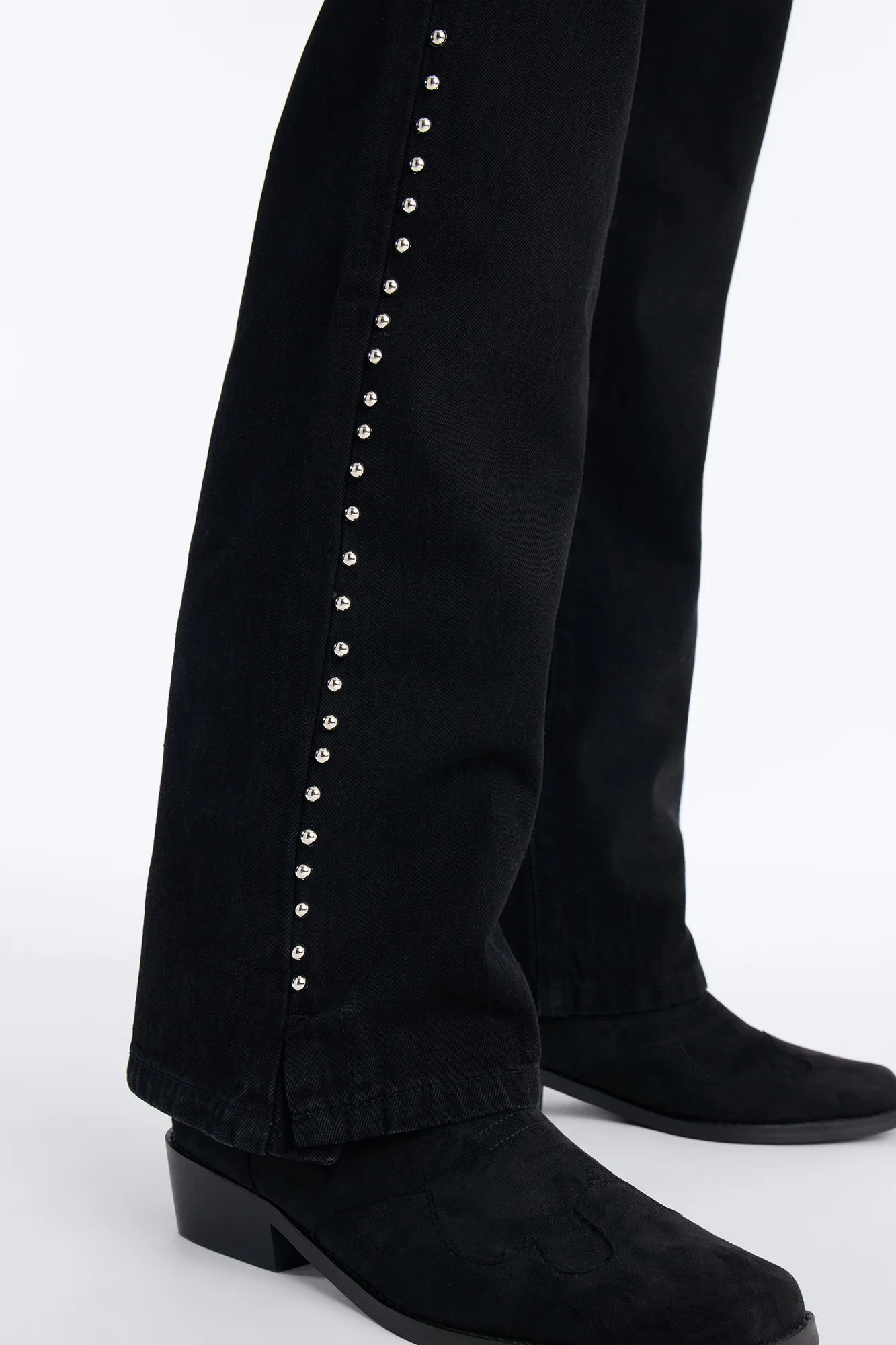 Stacked Slim Flare Iron Outlaw Slit Jean - Black - Image 4