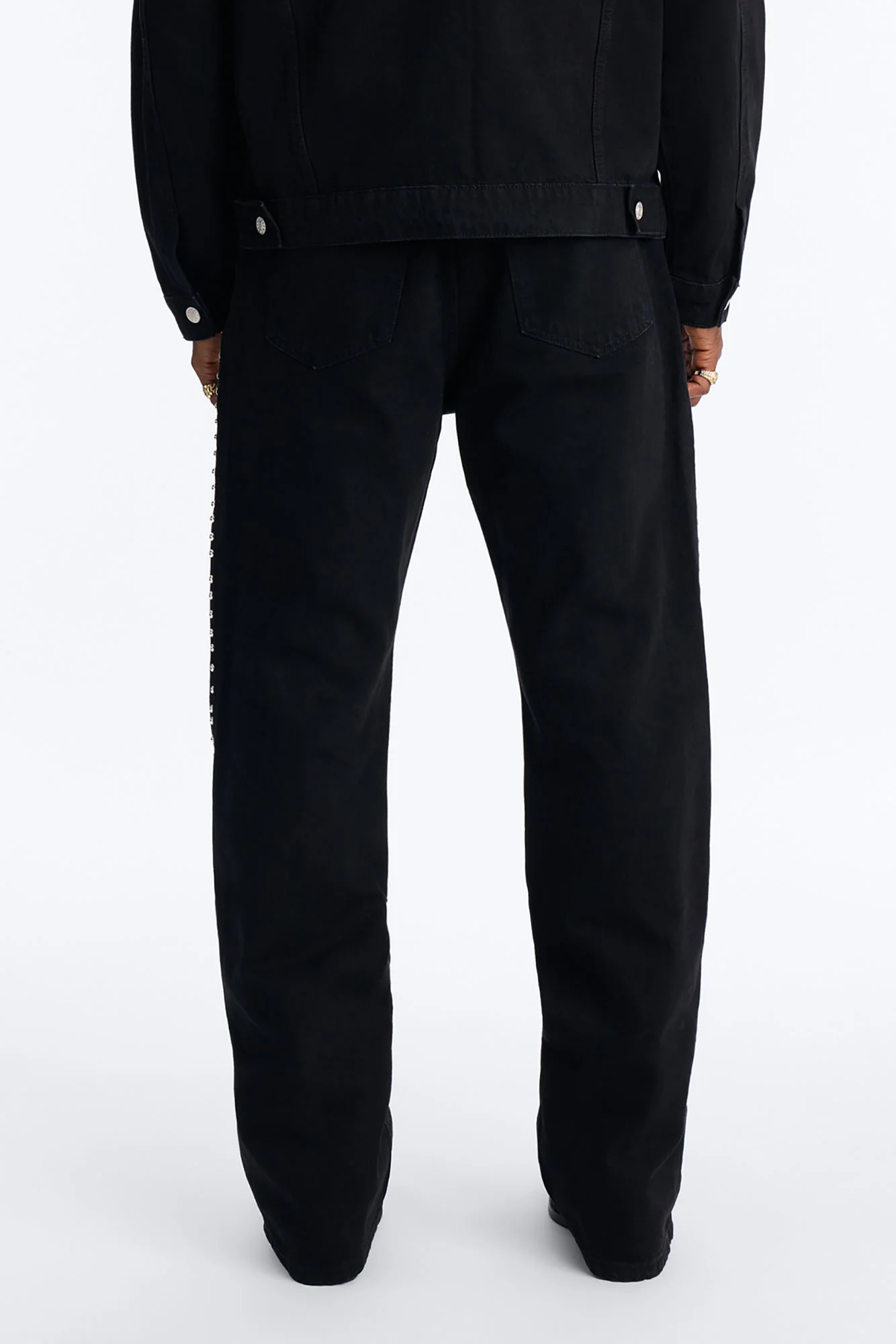Stacked Slim Flare Iron Outlaw Slit Jean - Black - Image 5
