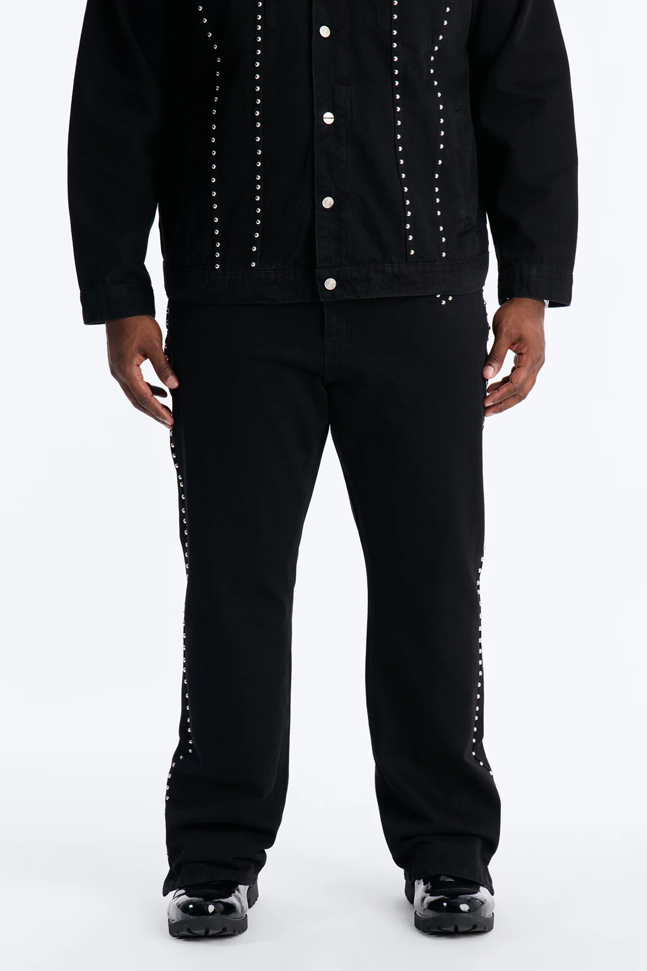 Stacked Slim Flare Iron Outlaw Slit Jean - Black - Image 6