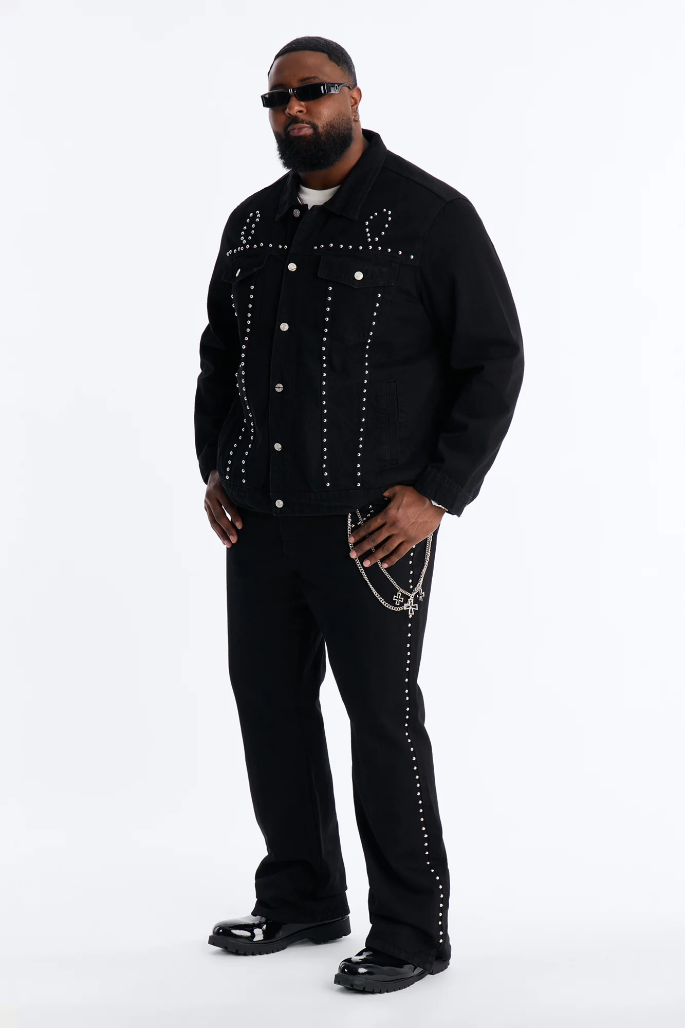 Stacked Slim Flare Iron Outlaw Slit Jean - Black - Image 7