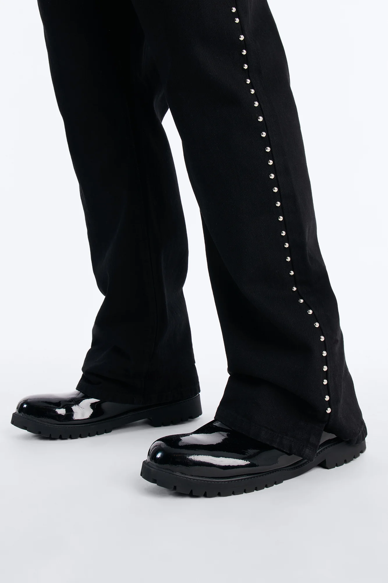 Stacked Slim Flare Iron Outlaw Slit Jean - Black - Image 9