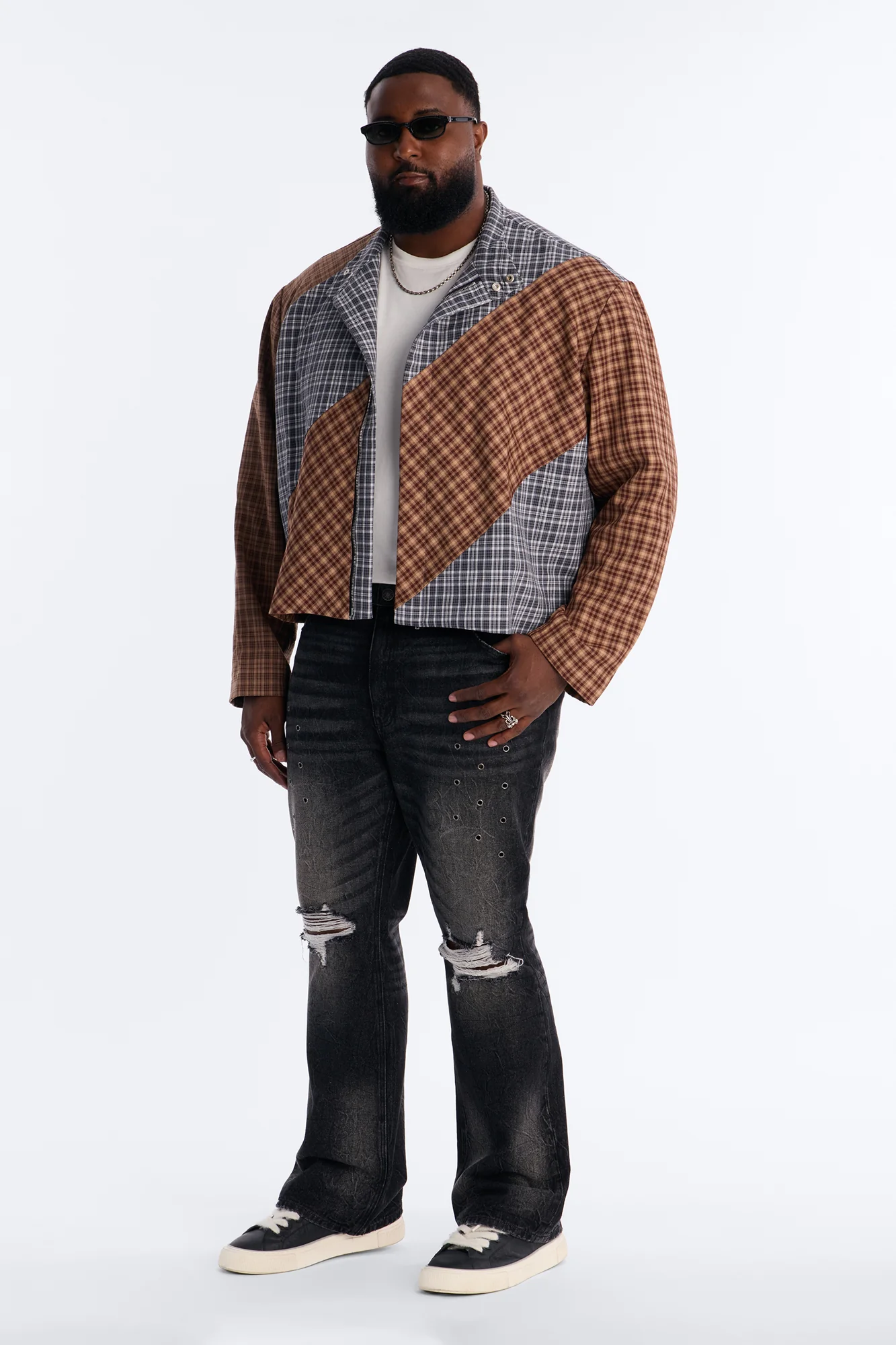 Stacked Slim Flare Looking Out Distressed Grommet Jean - Black Wash - Image 6