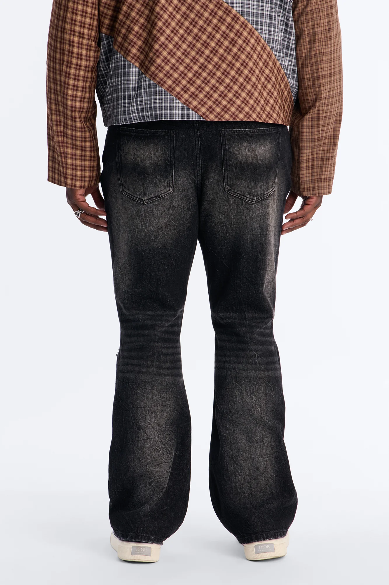 Stacked Slim Flare Looking Out Distressed Grommet Jean - Black Wash - Image 8