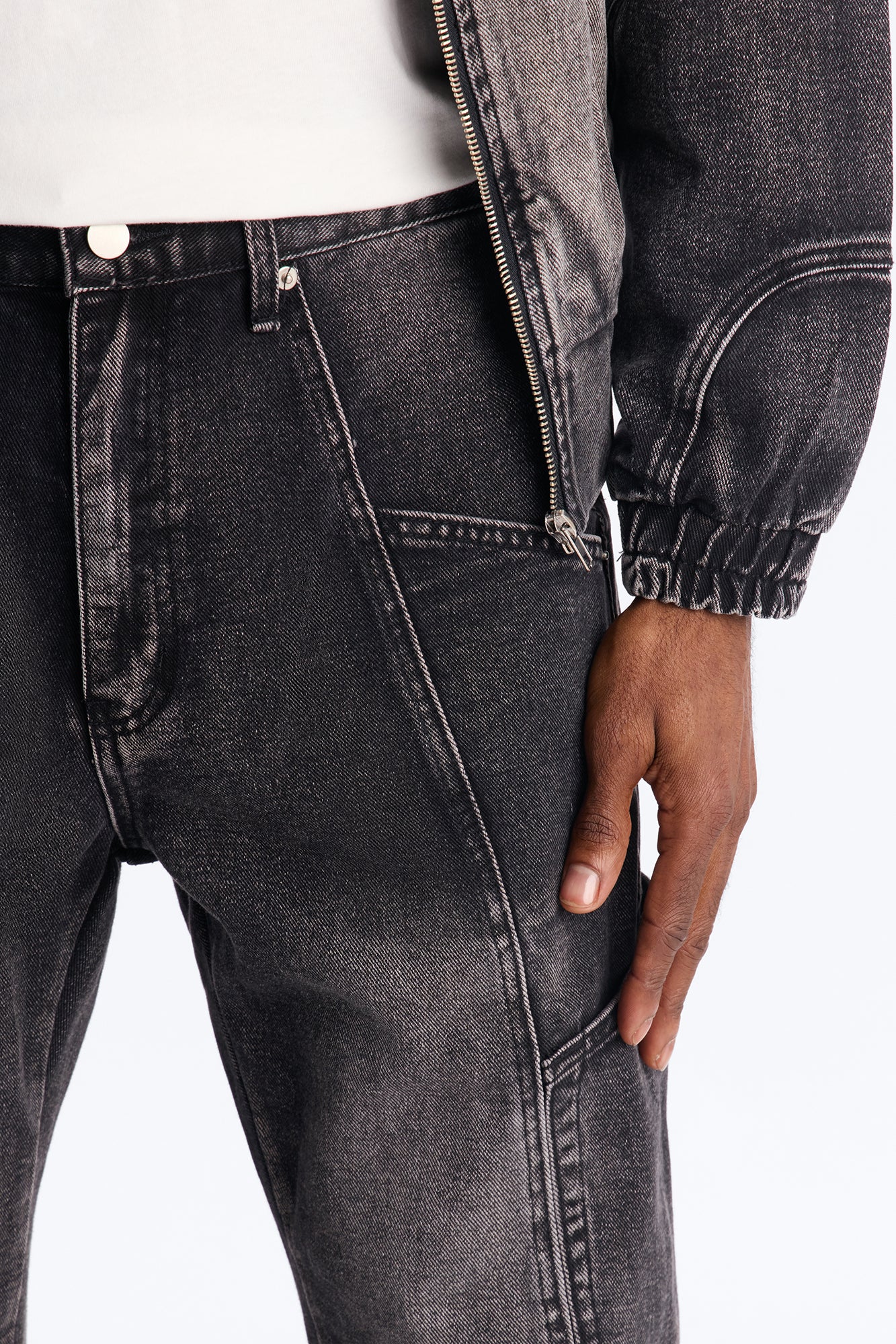 Stacked Slim Flare Panel Feeling It Jean - Black Wash - Image 3