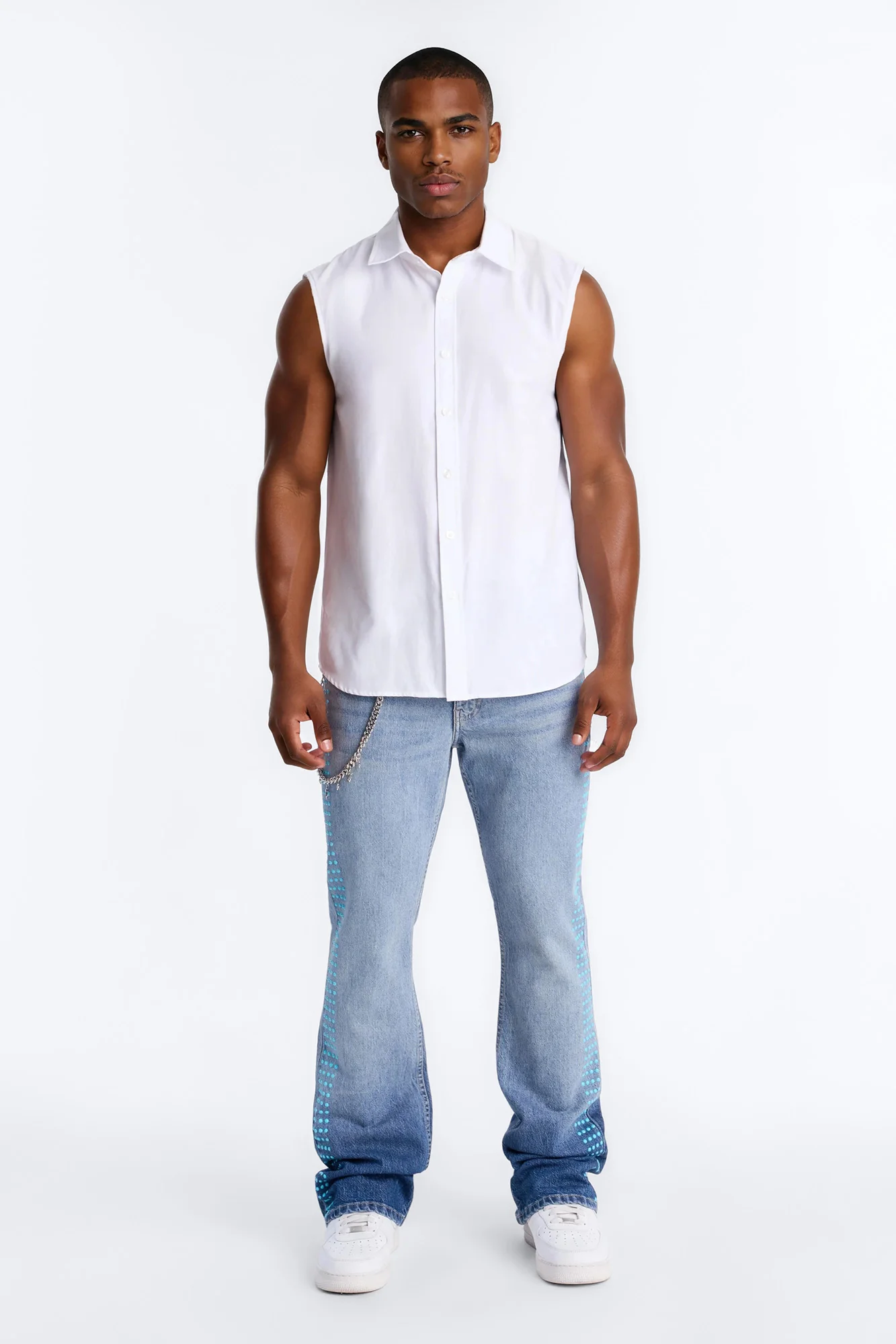 Stacked Slim Flare Pearl Strike Jeans - Light Blue Wash - Image 2