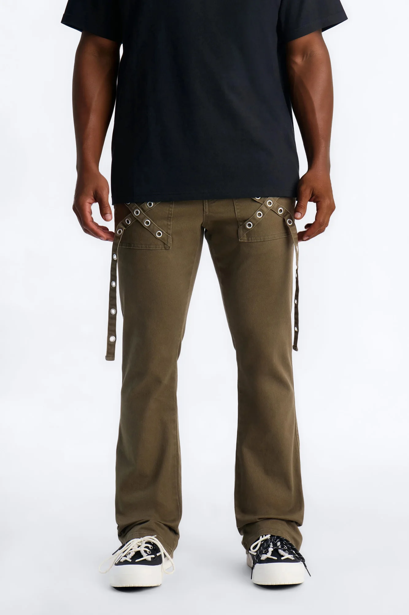 Stacked Slim Flare Retro Groove Pant - Olive