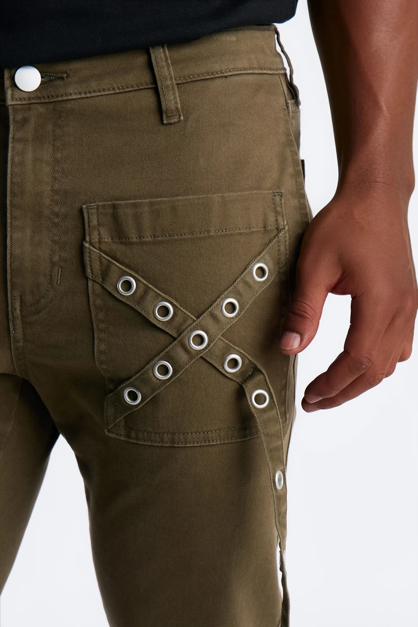 Stacked Slim Flare Retro Groove Pant - Olive - Image 3