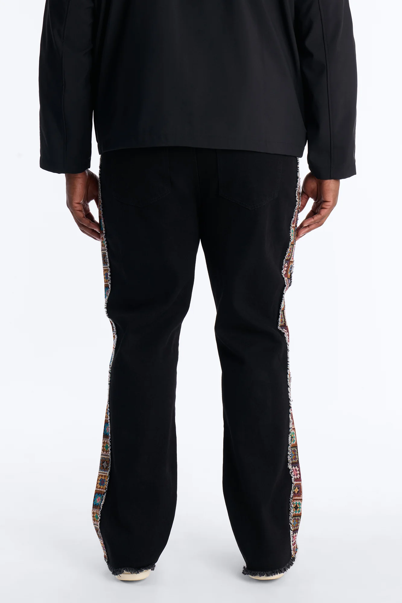 Stacked Slim Flare Split Tapestry Jeans - Black - Image 6
