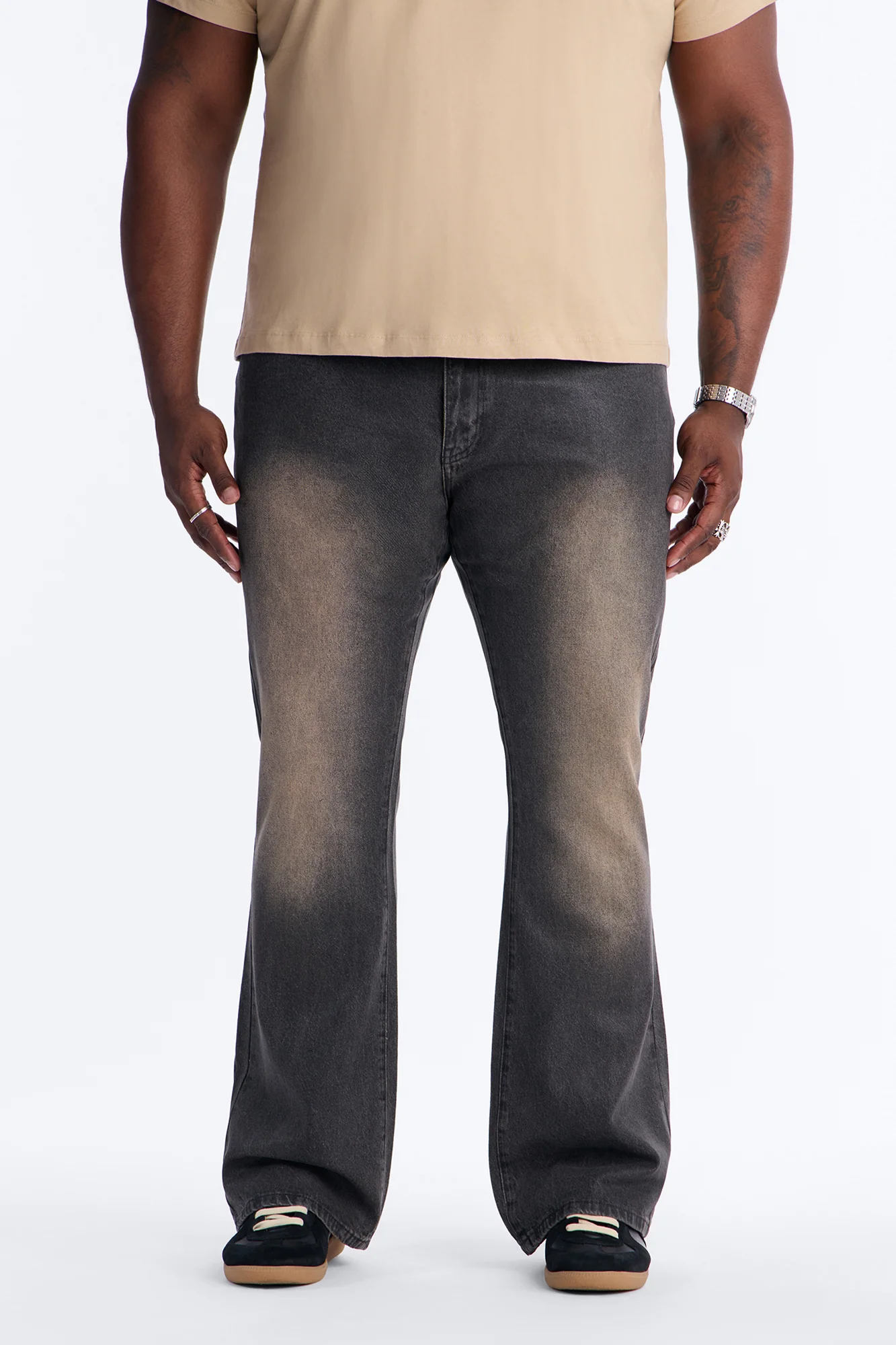 Stacked Slim Flare Waxed Stealth Jean - Black Wash - Image 5
