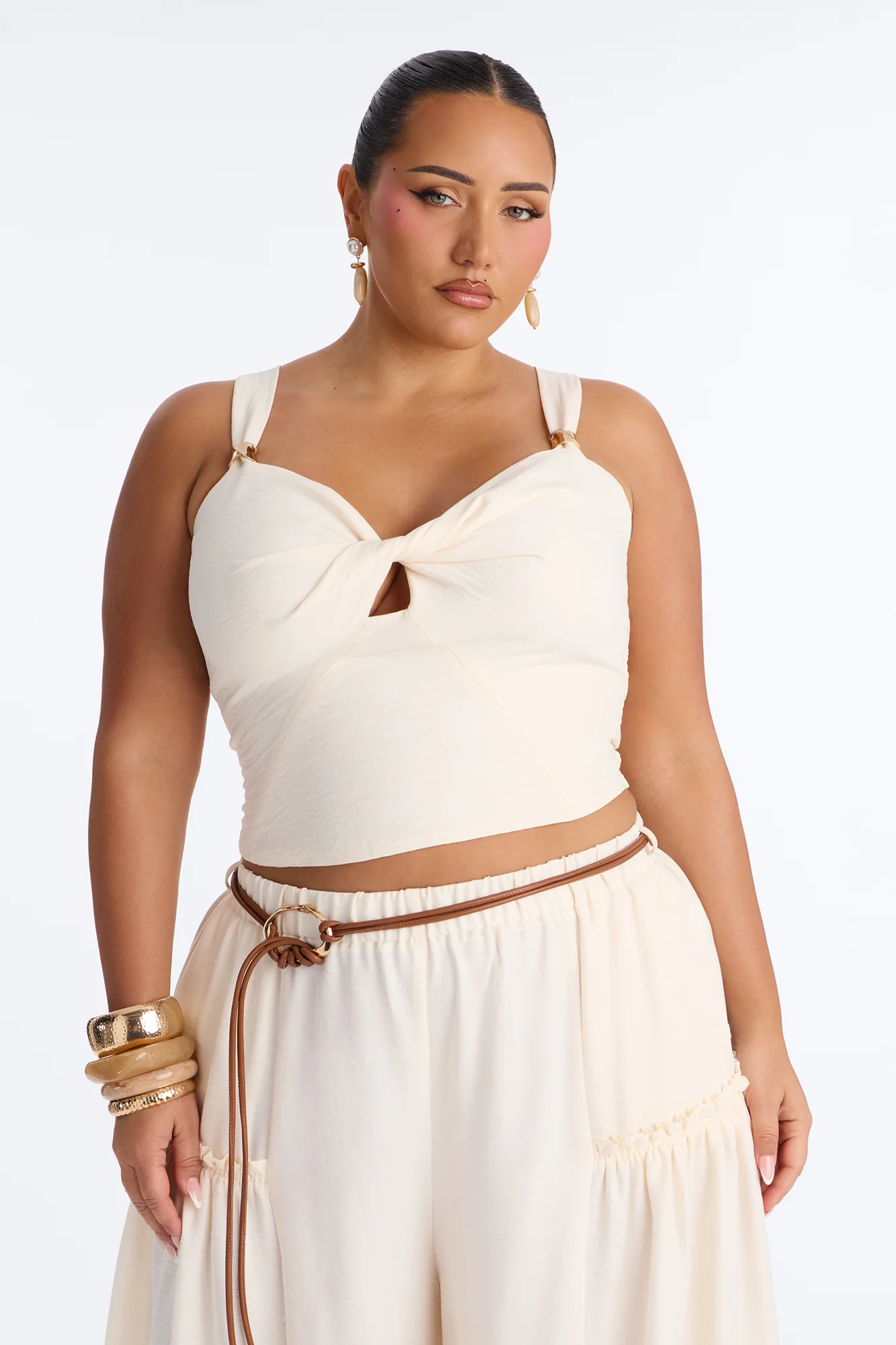 Stacy Belted Pant Set - Cream - Image 6
