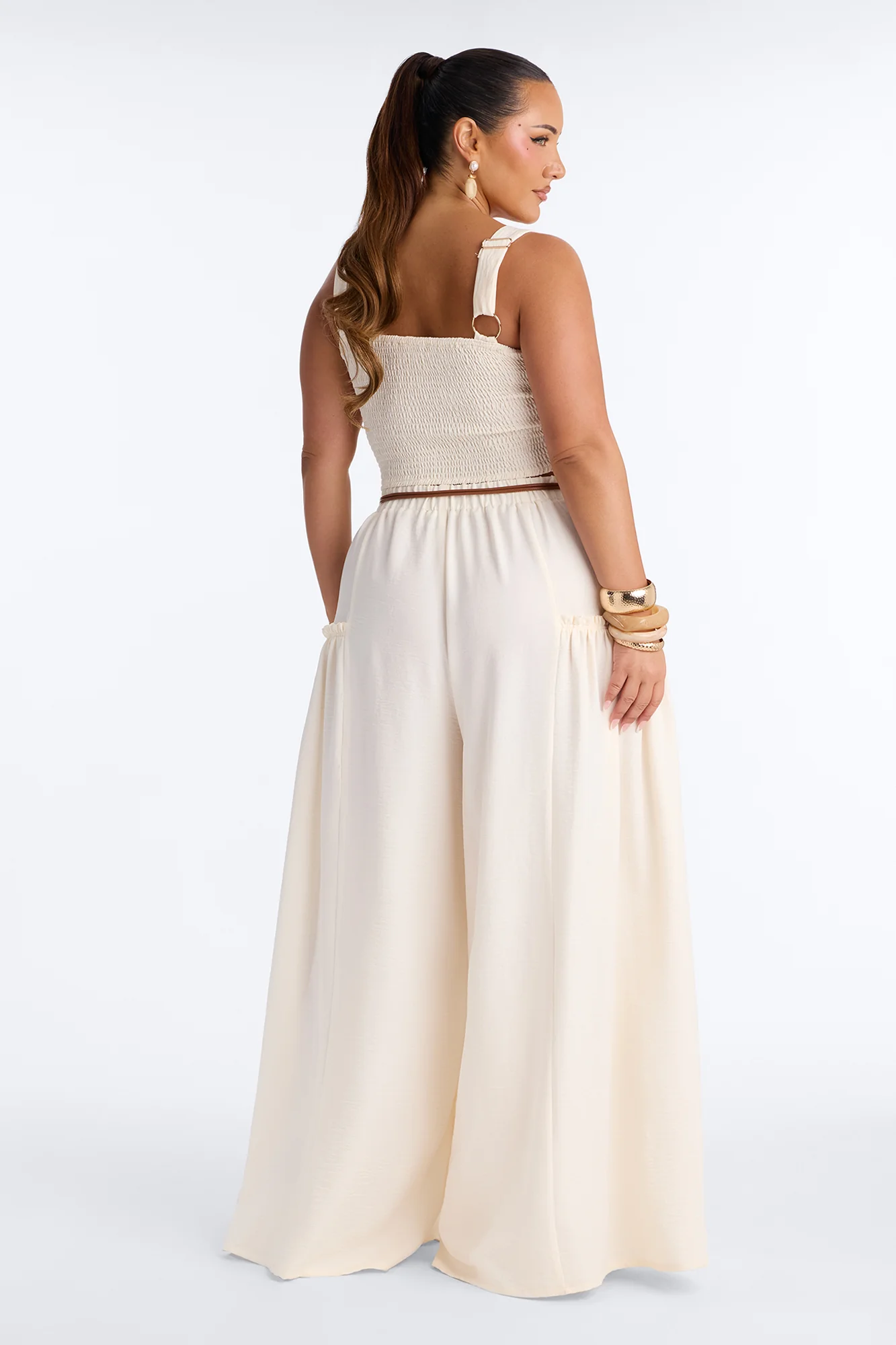 Stacy Belted Pant Set - Cream - Image 8