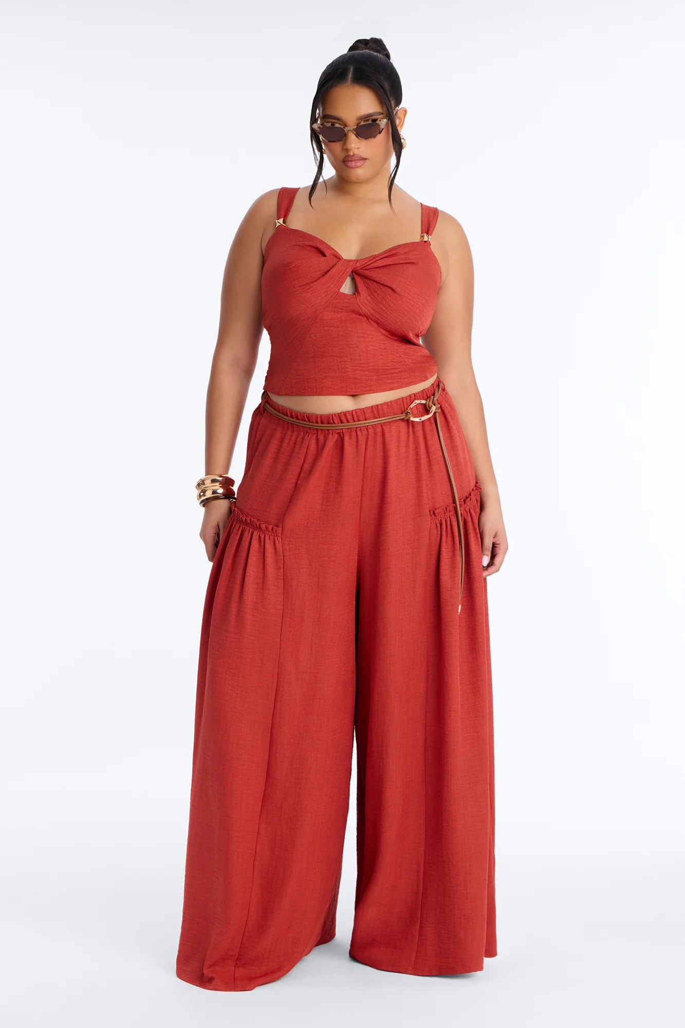 Stacy Belted Pant Set - Rust - Image 6