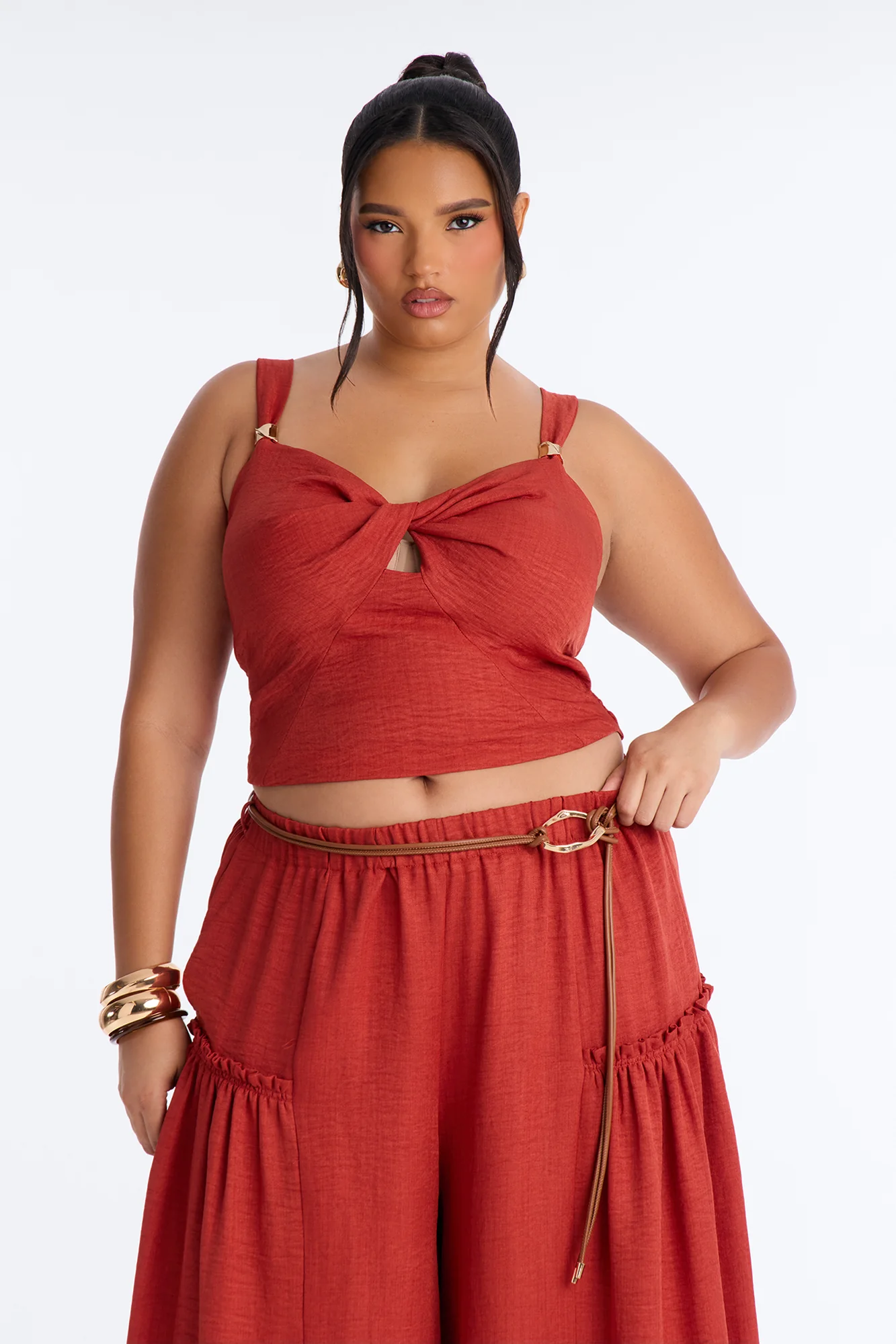 Stacy Belted Pant Set - Rust - Image 7
