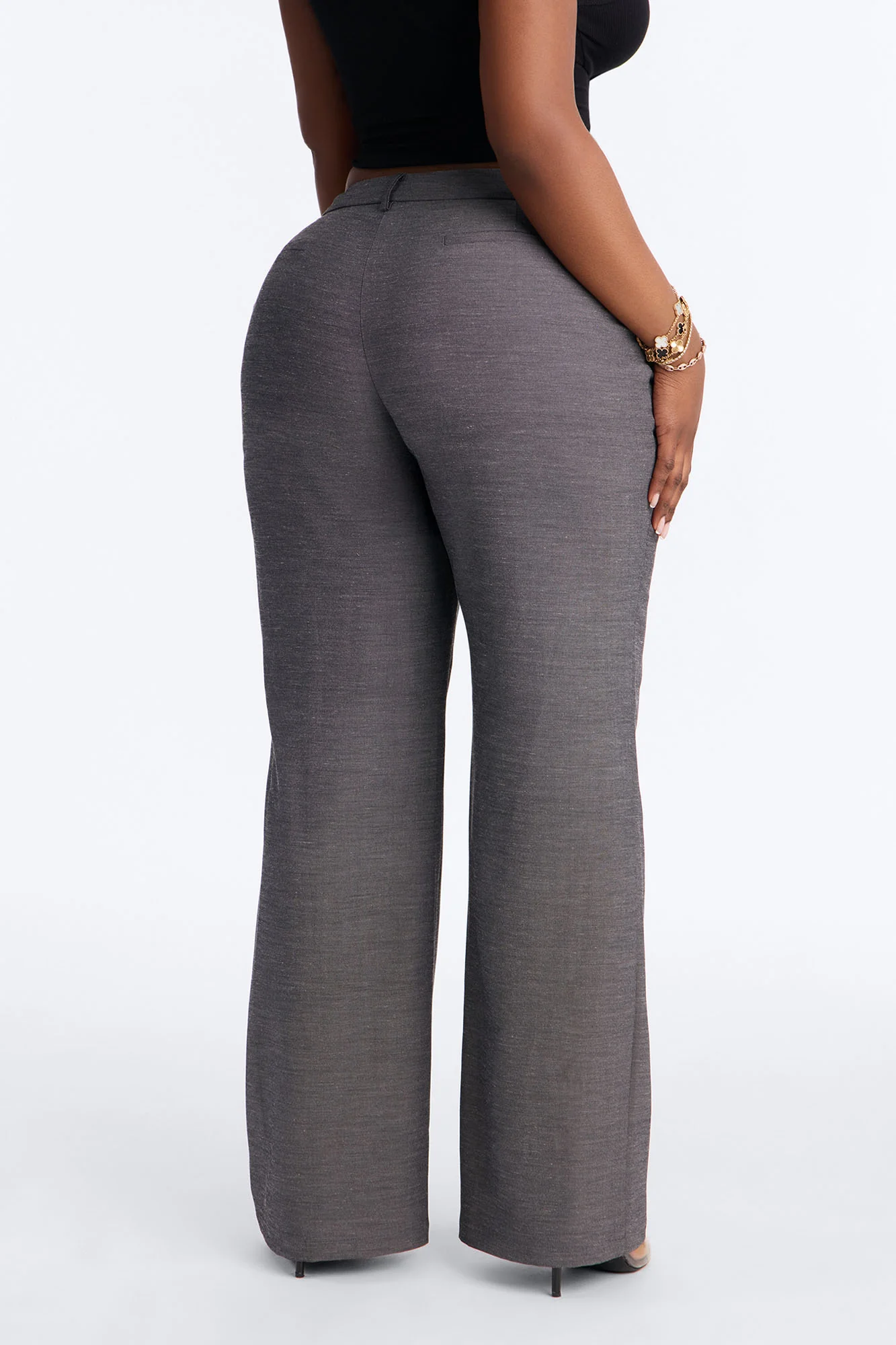 Stacy Low Rise Straight Leg Linen Trouser - Black - Image 8