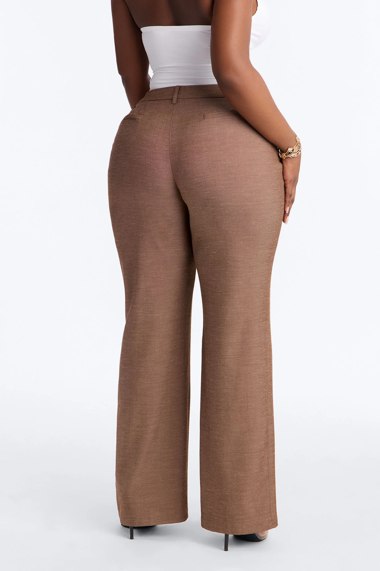 Stacy Low Rise Straight Leg Linen Trouser - Brown - Image 7