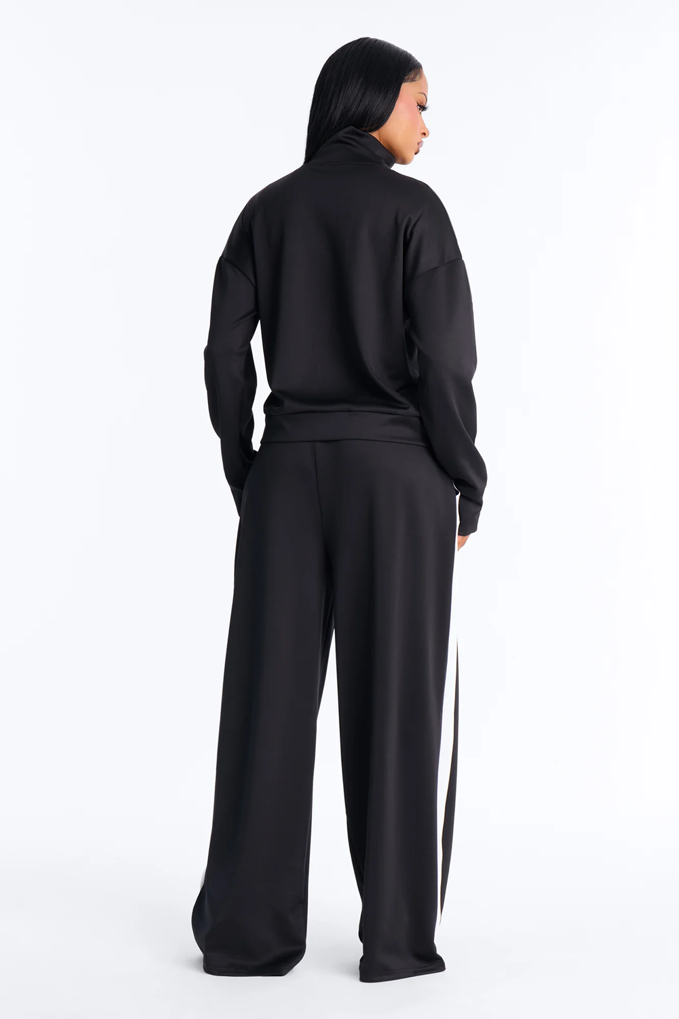 Stacy Scuba Zip Up Pant Set - Black - Image 4