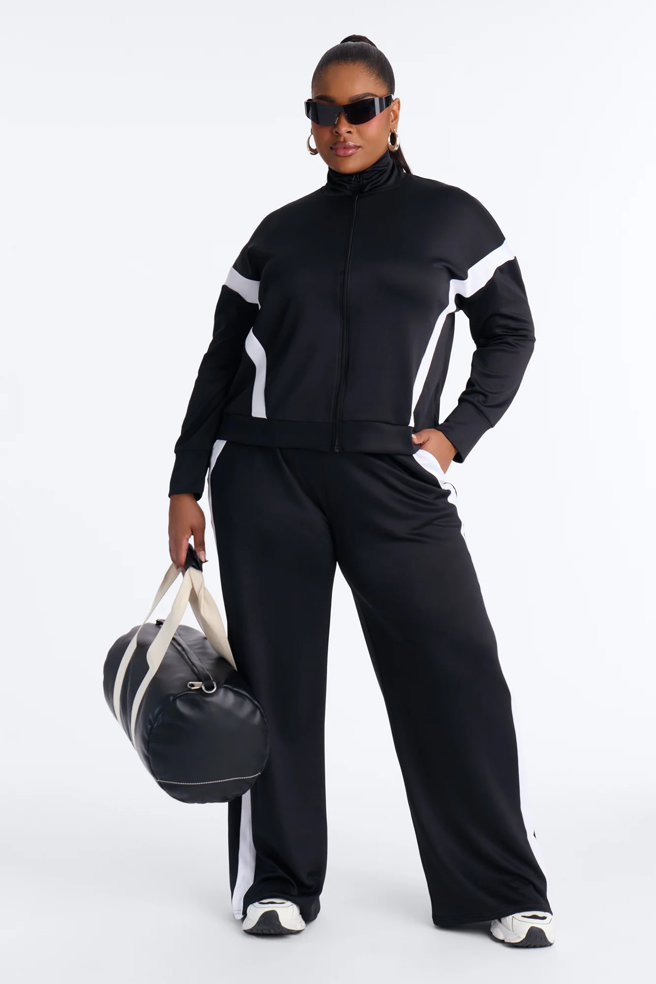 Stacy Scuba Zip Up Pant Set - Black - Image 5