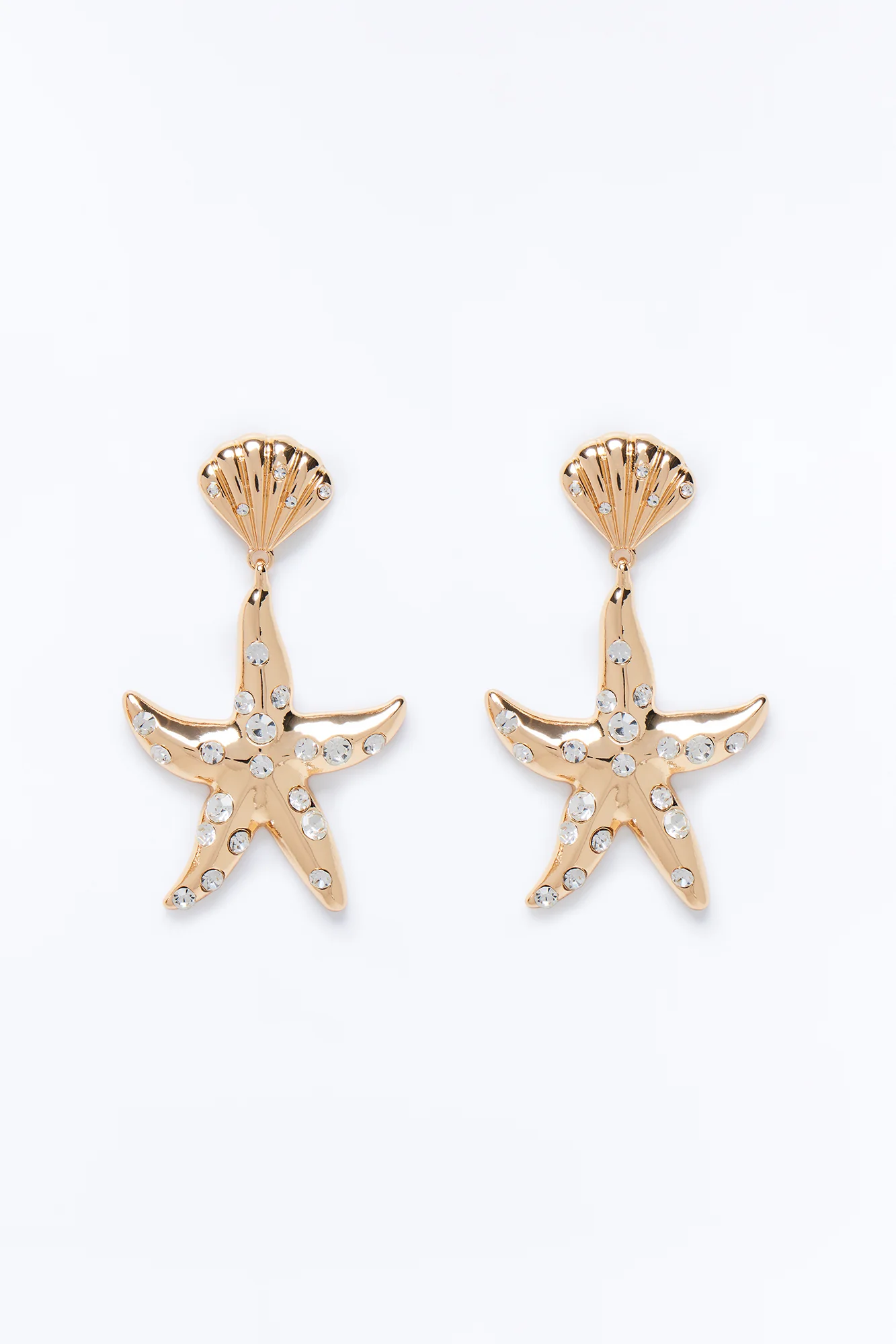 Star Of The Ocean Rhinestone Earrings - Gold - Image 3