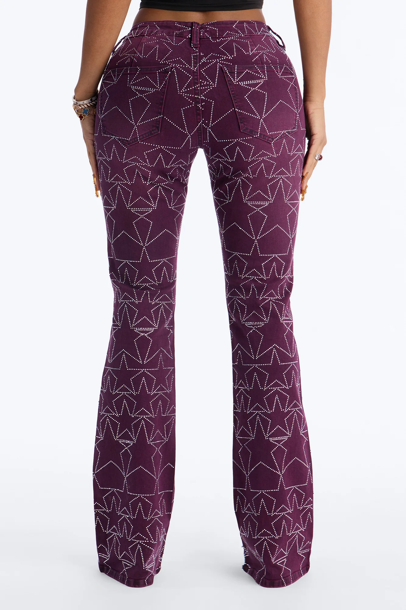 Star Performer Low Rise Embellished Jeans - Plum - Image 5