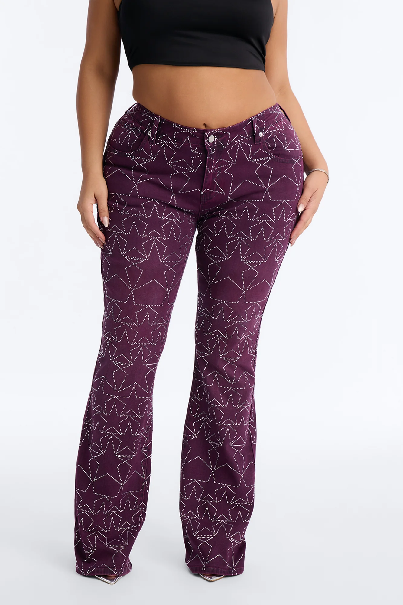 Star Performer Low Rise Embellished Jeans - Plum - Image 7