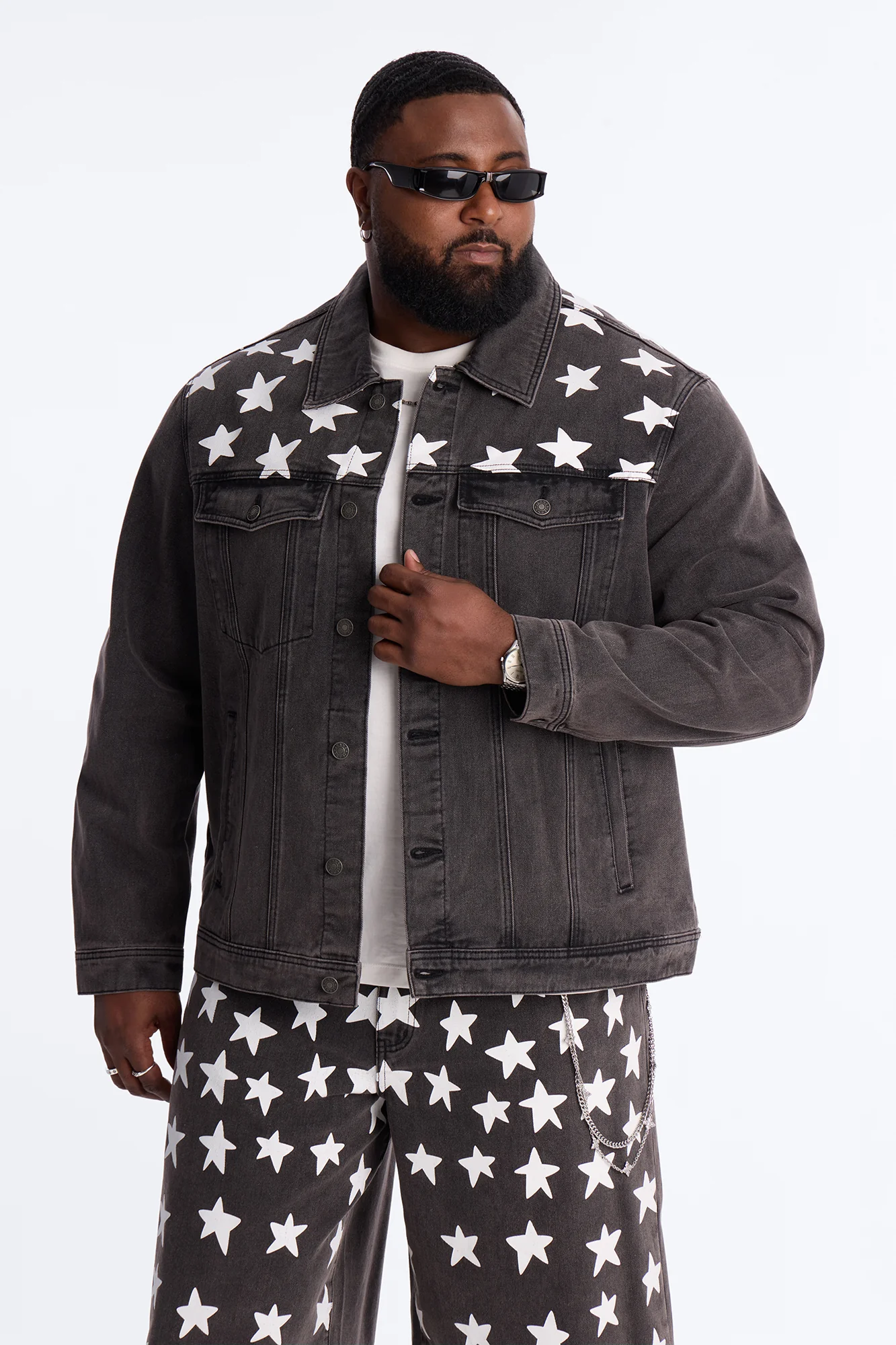 Star Spangled Denim Trucker Jacket - Black Wash - Image 5