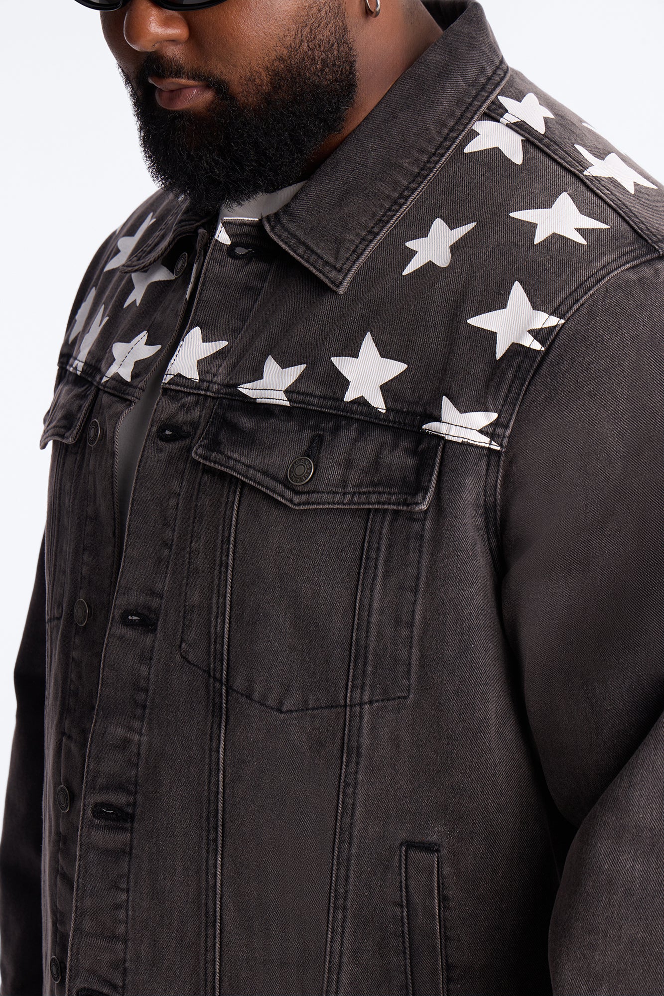 Star Spangled Denim Trucker Jacket - Black Wash - Image 7